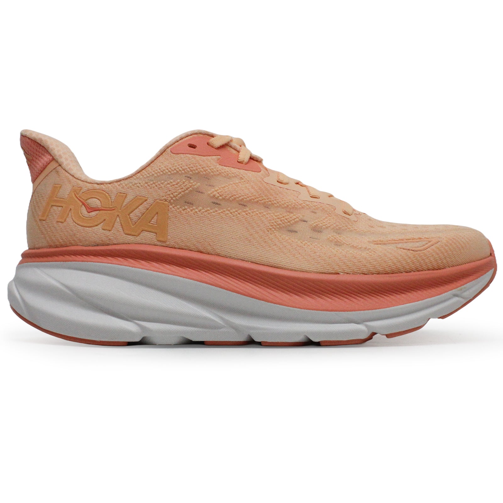 Hoka Clifton 9 Textile Womens Trainers#color_cantaloupe white