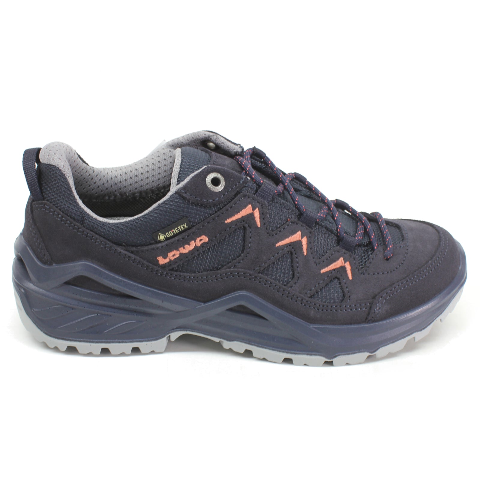 Lowa Sirkos Evo GTX Lo 320805-6959 Suede Textile Womens Shoes - Navy Salmon - 39#color_navy salmon