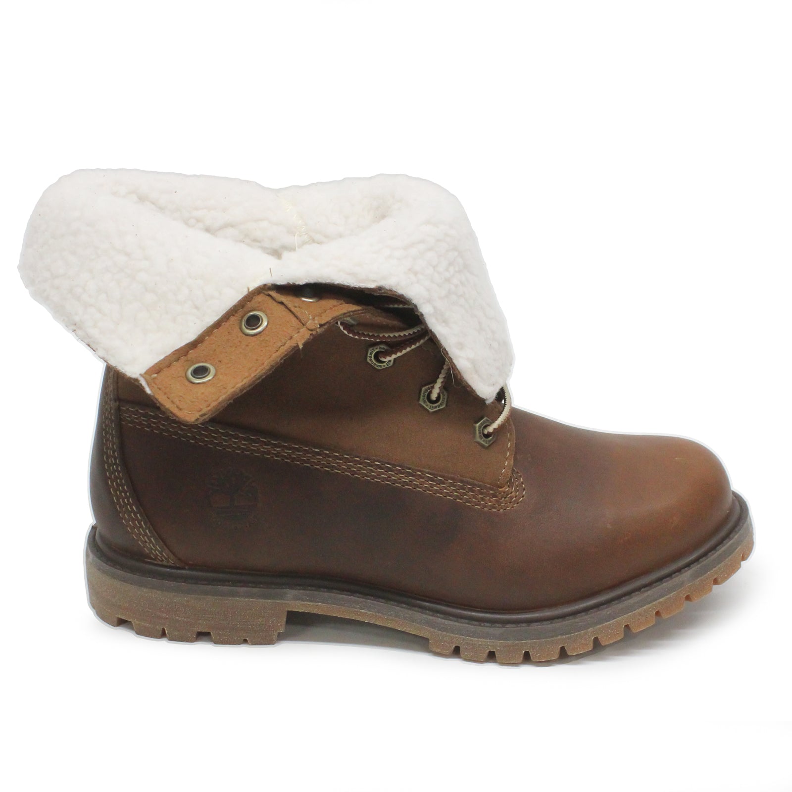 Timberland Authentic Tedy Fleece Waterproof Full Grain Leather Womens Boots#color_dark brown