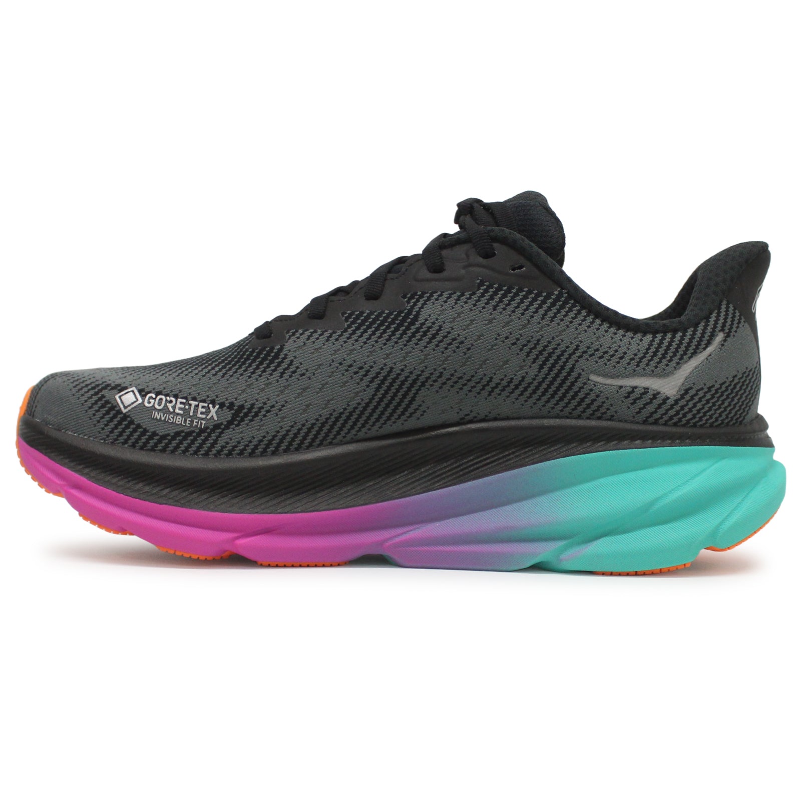 Hoka Clifton 9 GTX Textile Synthetic Mens Trainers#color_black electric aqua