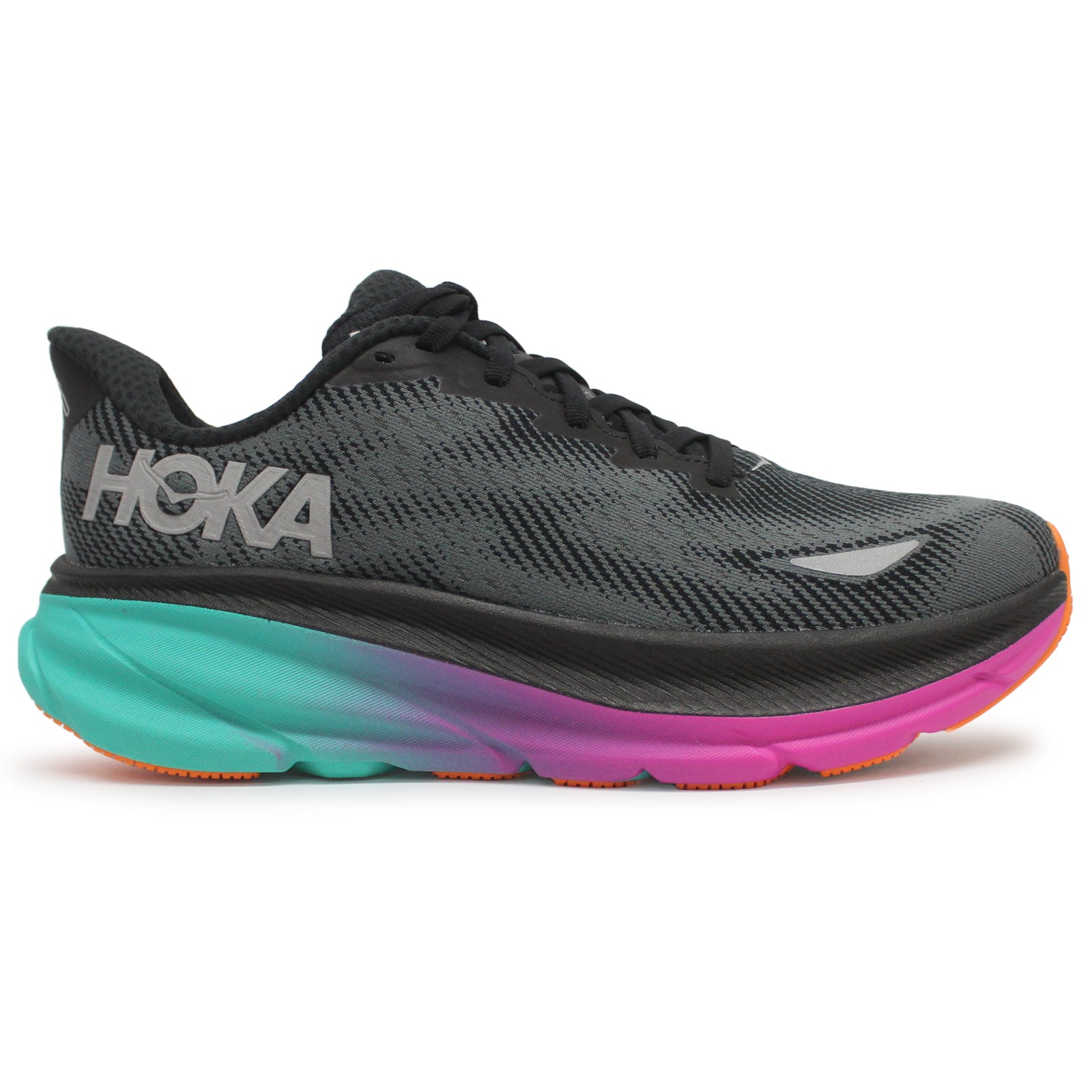 Hoka Clifton 9 GTX Textile Womens Trainers#color_black electric aqua