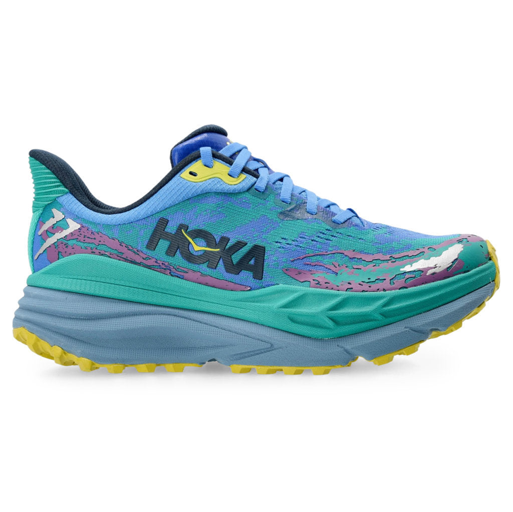 Hoka One One Stinson 7 Textile Synthetic Womens Trainers#color_virtual blue tech green