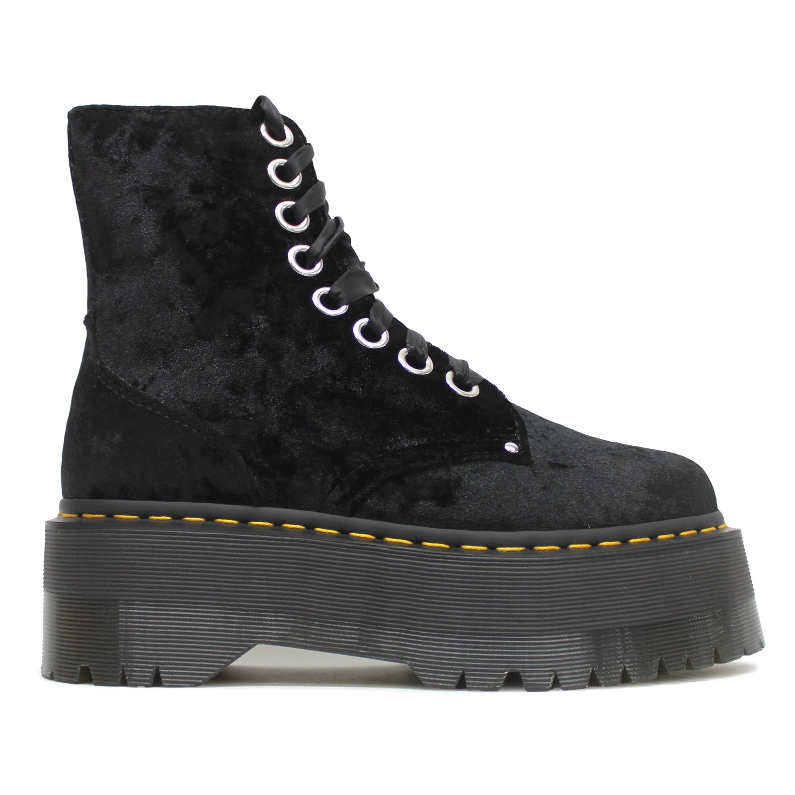 Dr. Martens Vegan Jadon Max Crushed Velvet Womens Boots#color_black