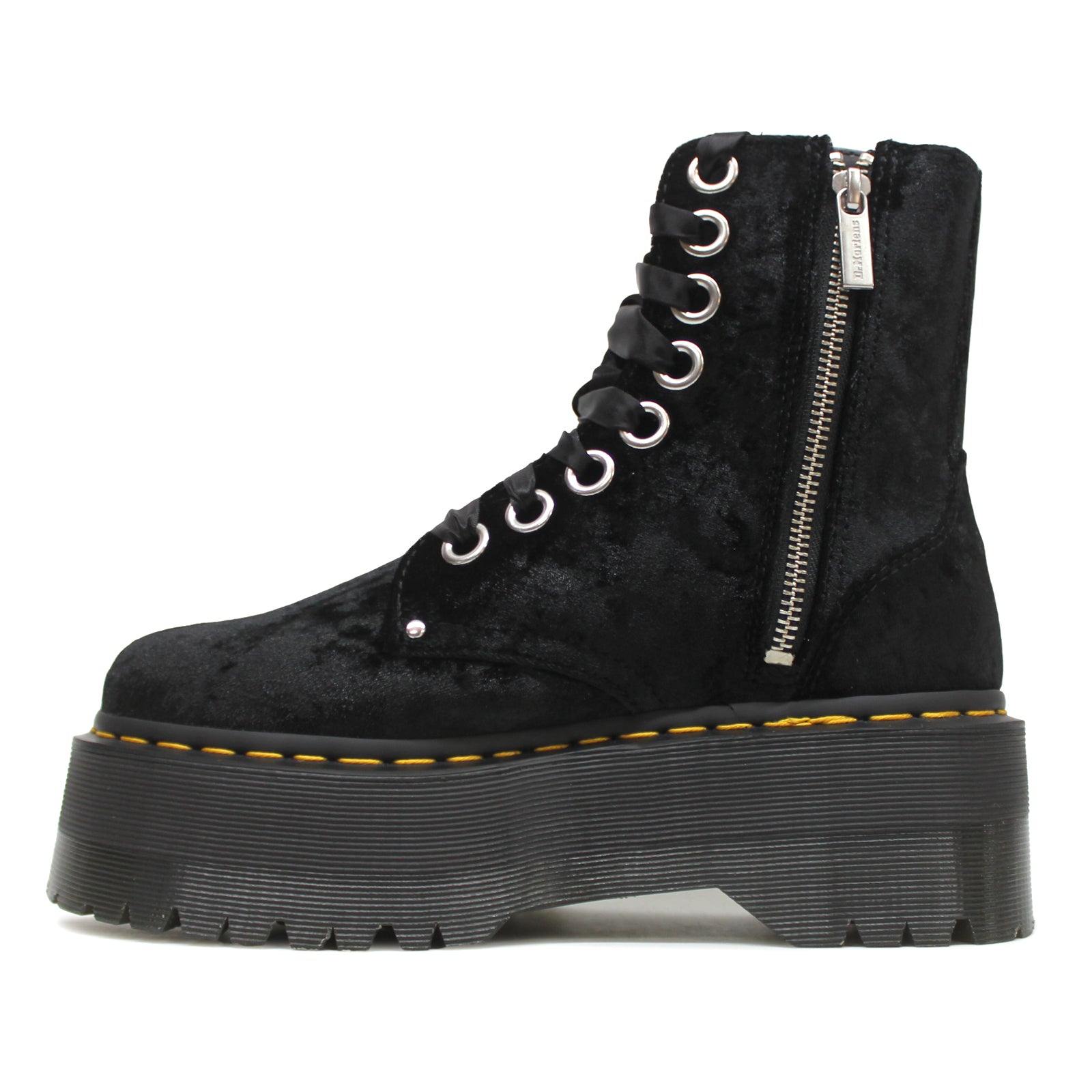 Dr. Martens Vegan Jadon Max Crushed Velvet Womens Boots#color_black