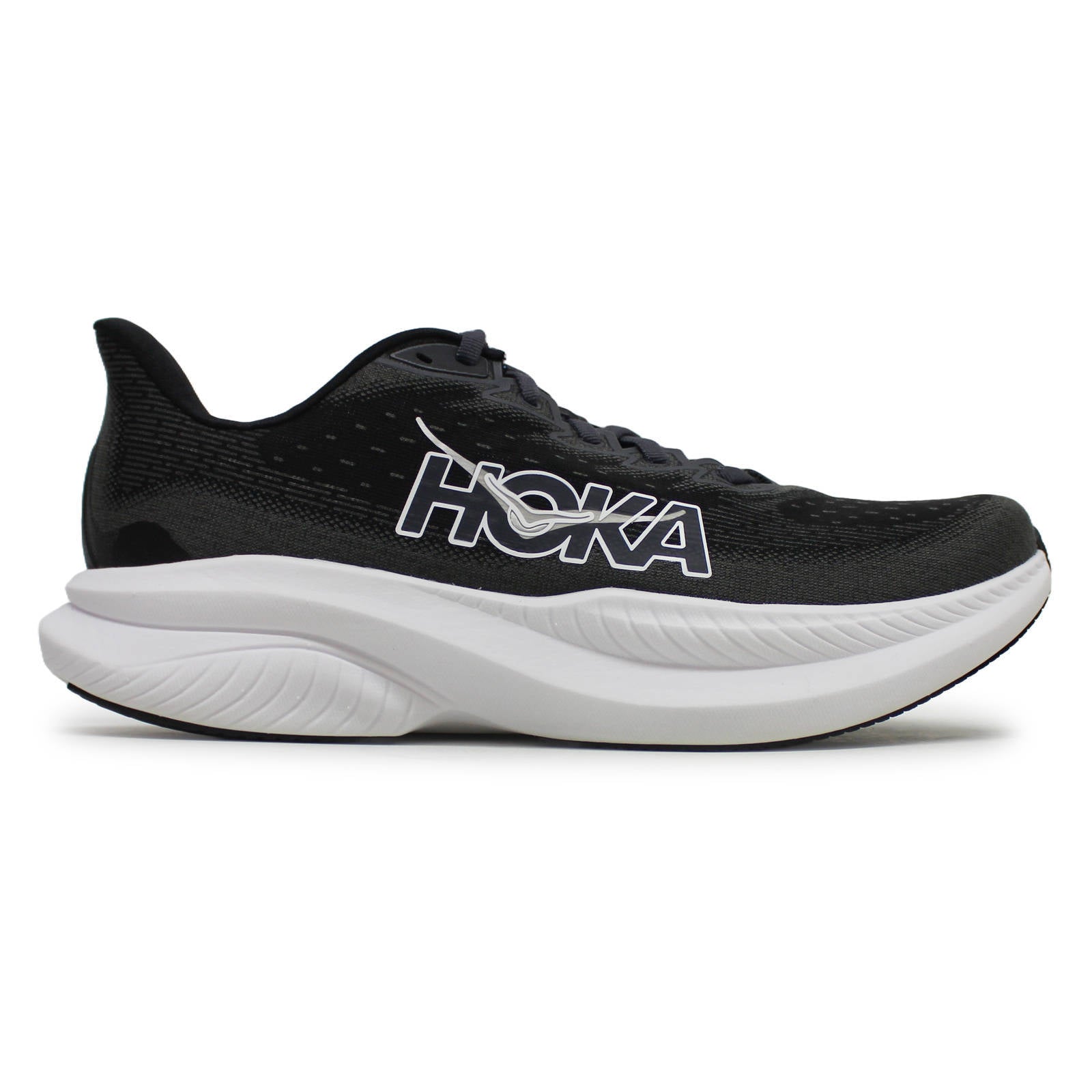 Hoka One One Mach 6 Textile Mens Trainers#color_black white