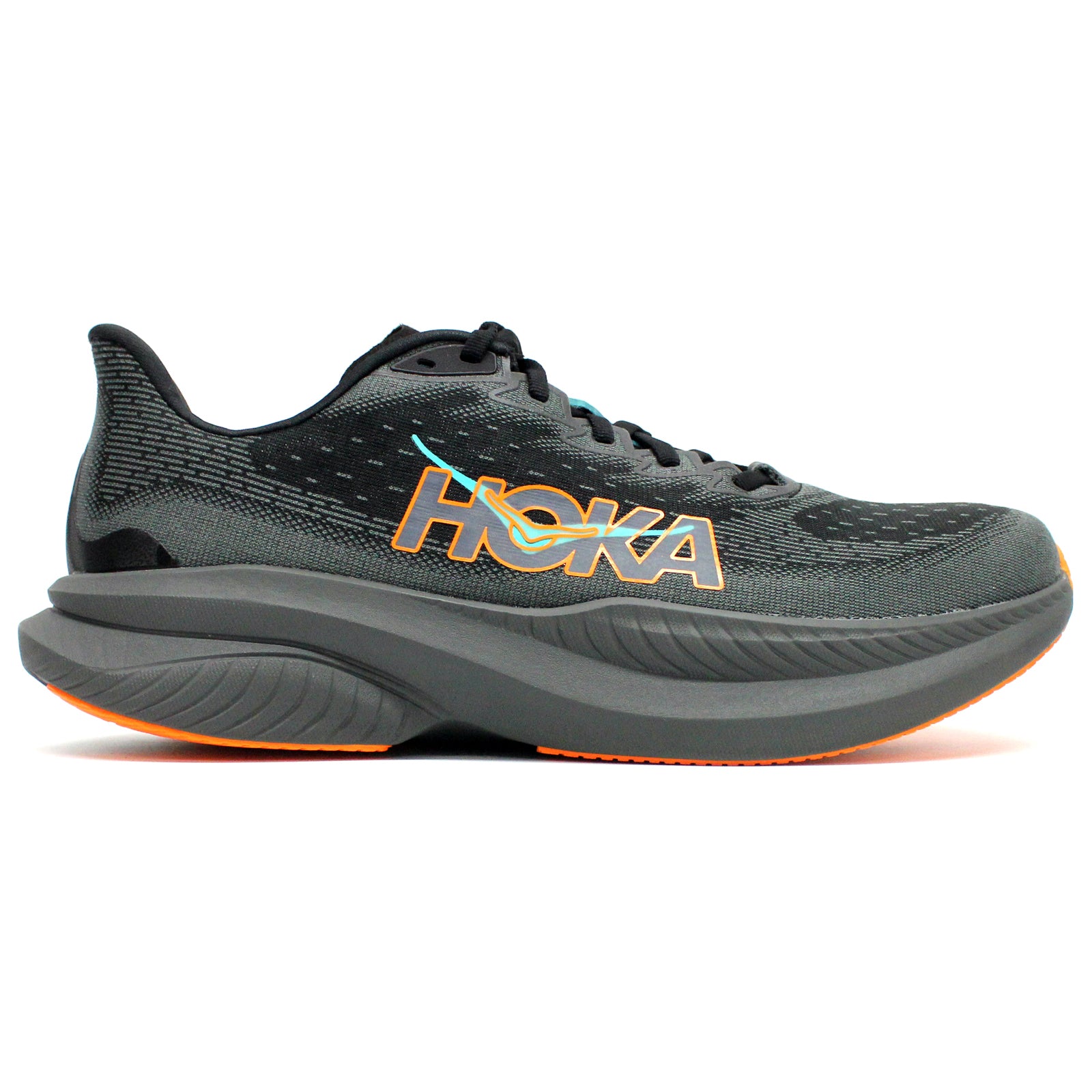 Hoka Mach 6 Textile Mens Trainers#color_black electric tangerine