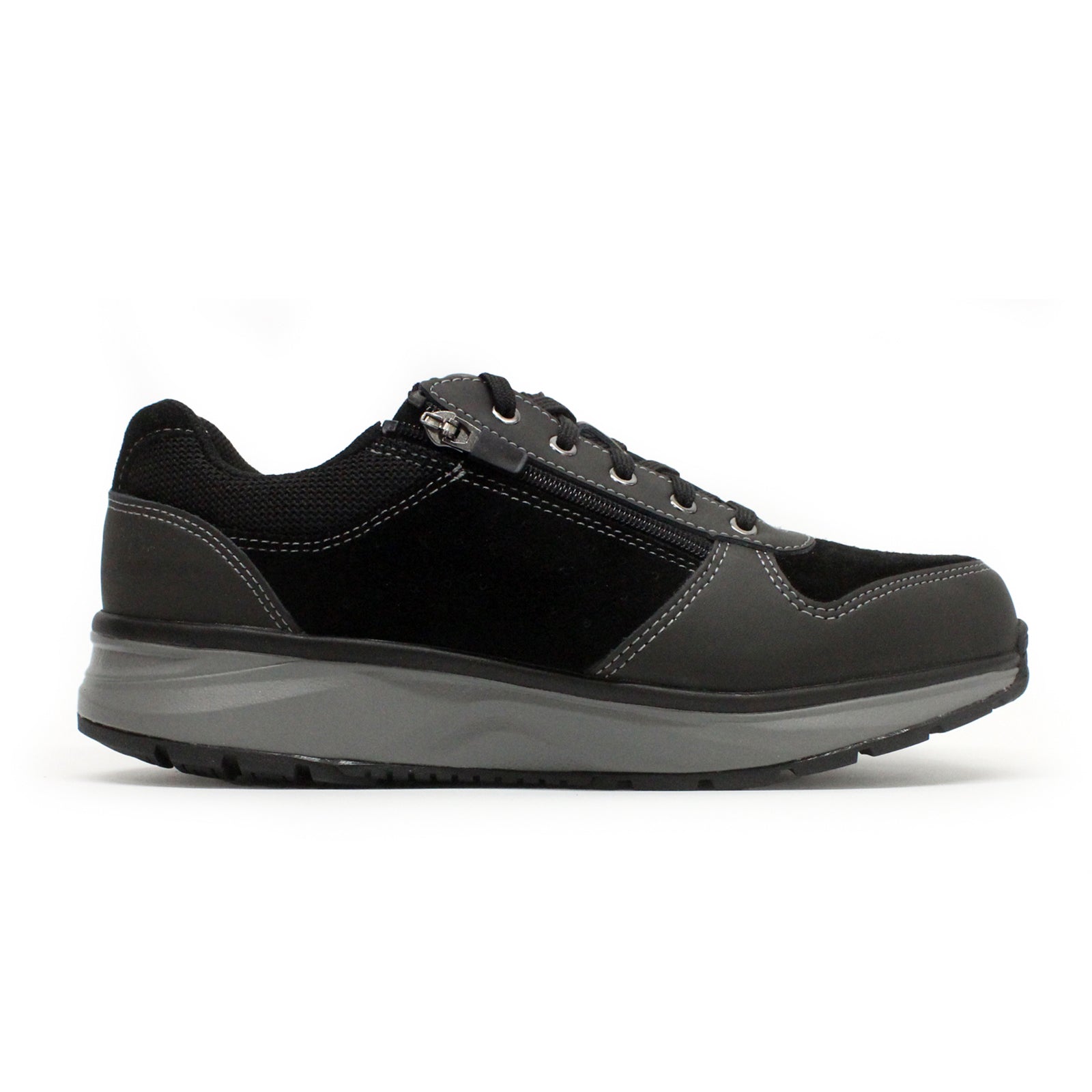 Joya Dynamo Zip Leather Textile Mens Trainers#color_black ii