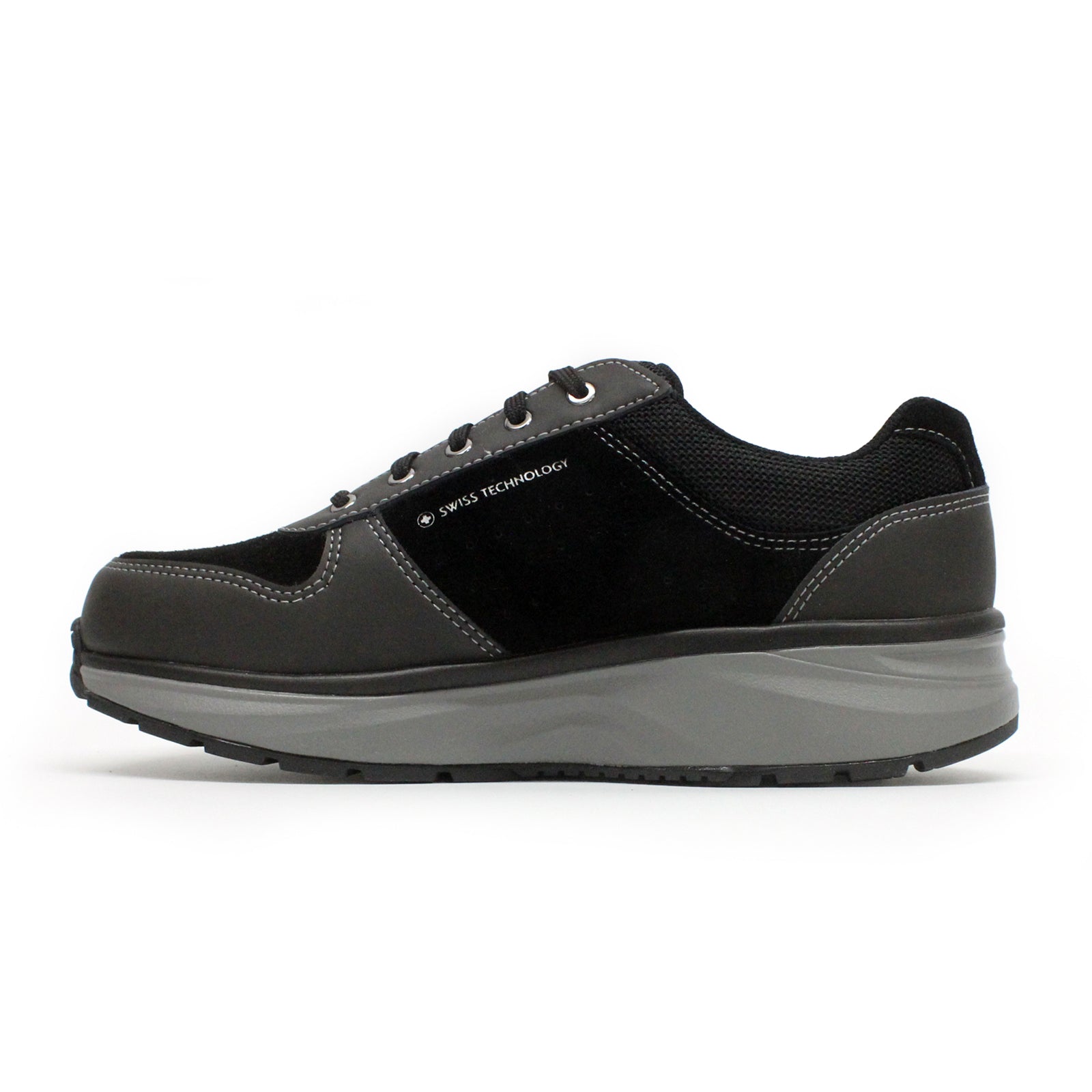 Joya Dynamo Zip Leather Textile Mens Trainers#color_black ii