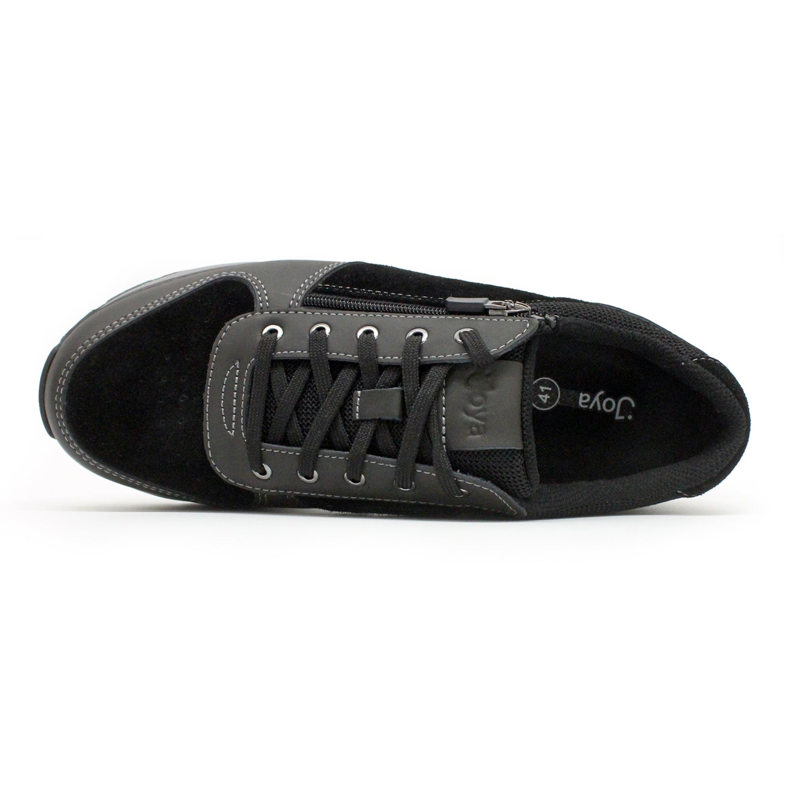 Joya Dynamo Zip Leather Textile Mens Trainers#color_black ii