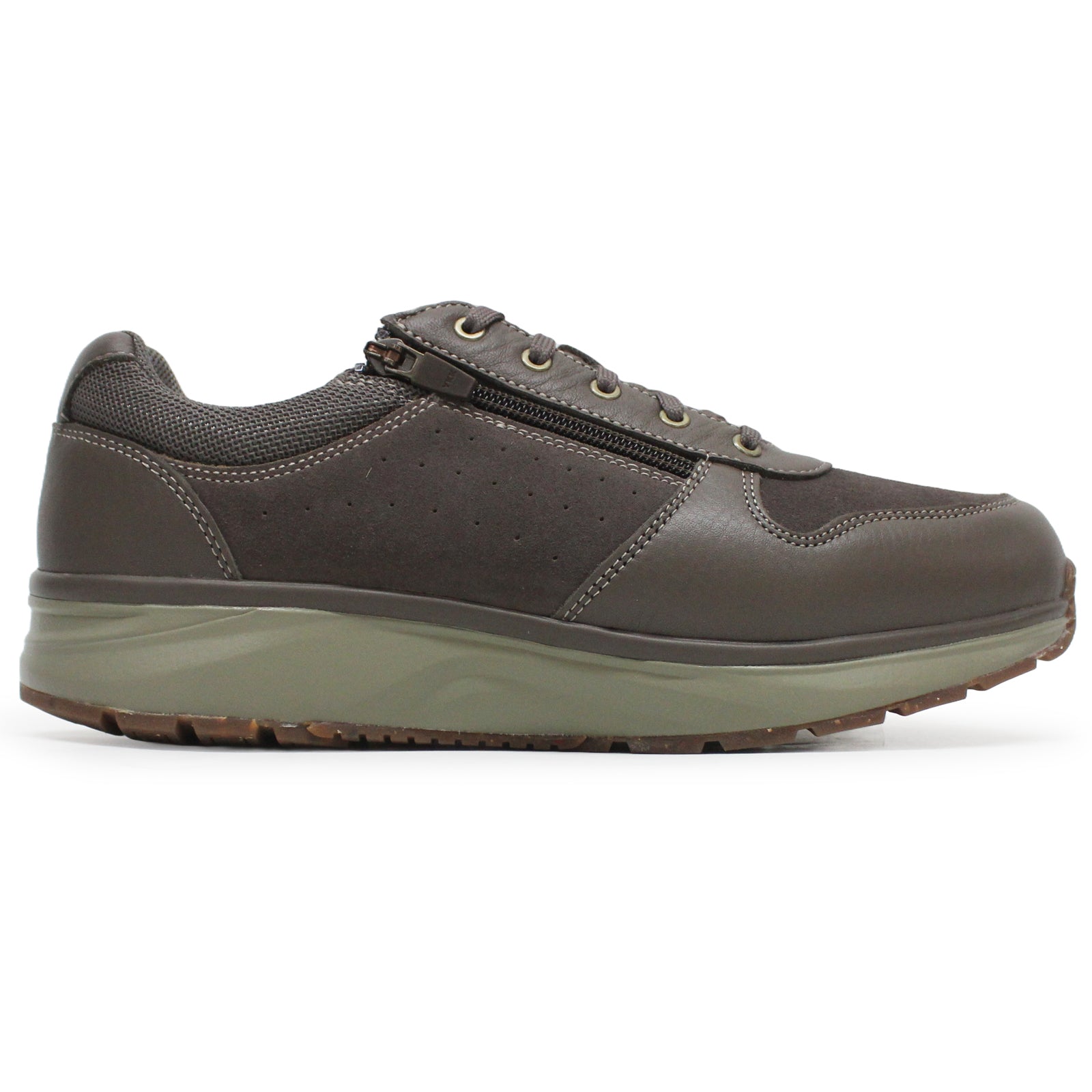 Joya Dynamo Zip Leather Textile Mens Trainers#color_brown