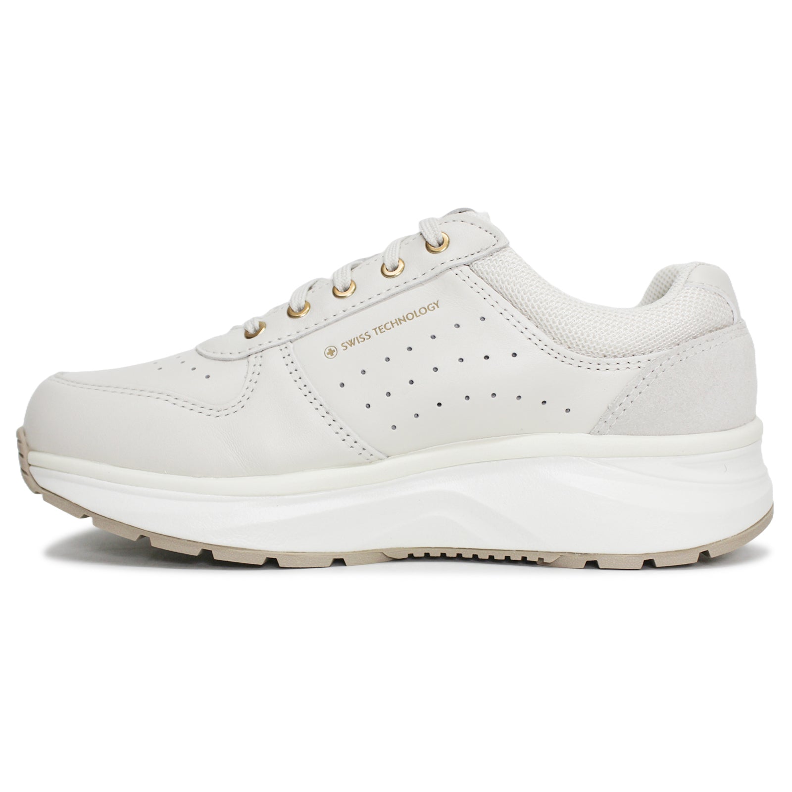 Joya Dynamo Zip Leather Textile Womens Trainers#color_white