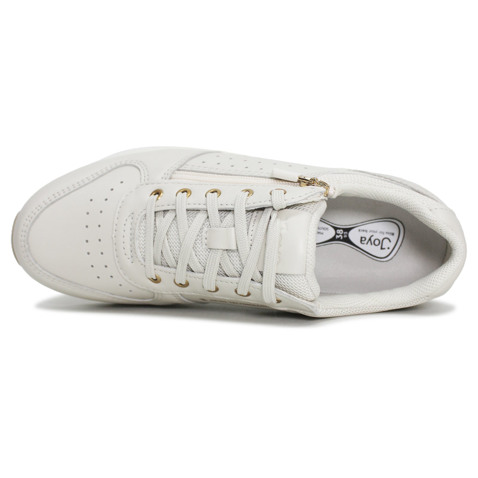 Joya Dynamo Zip Leather Textile Womens Trainers#color_white