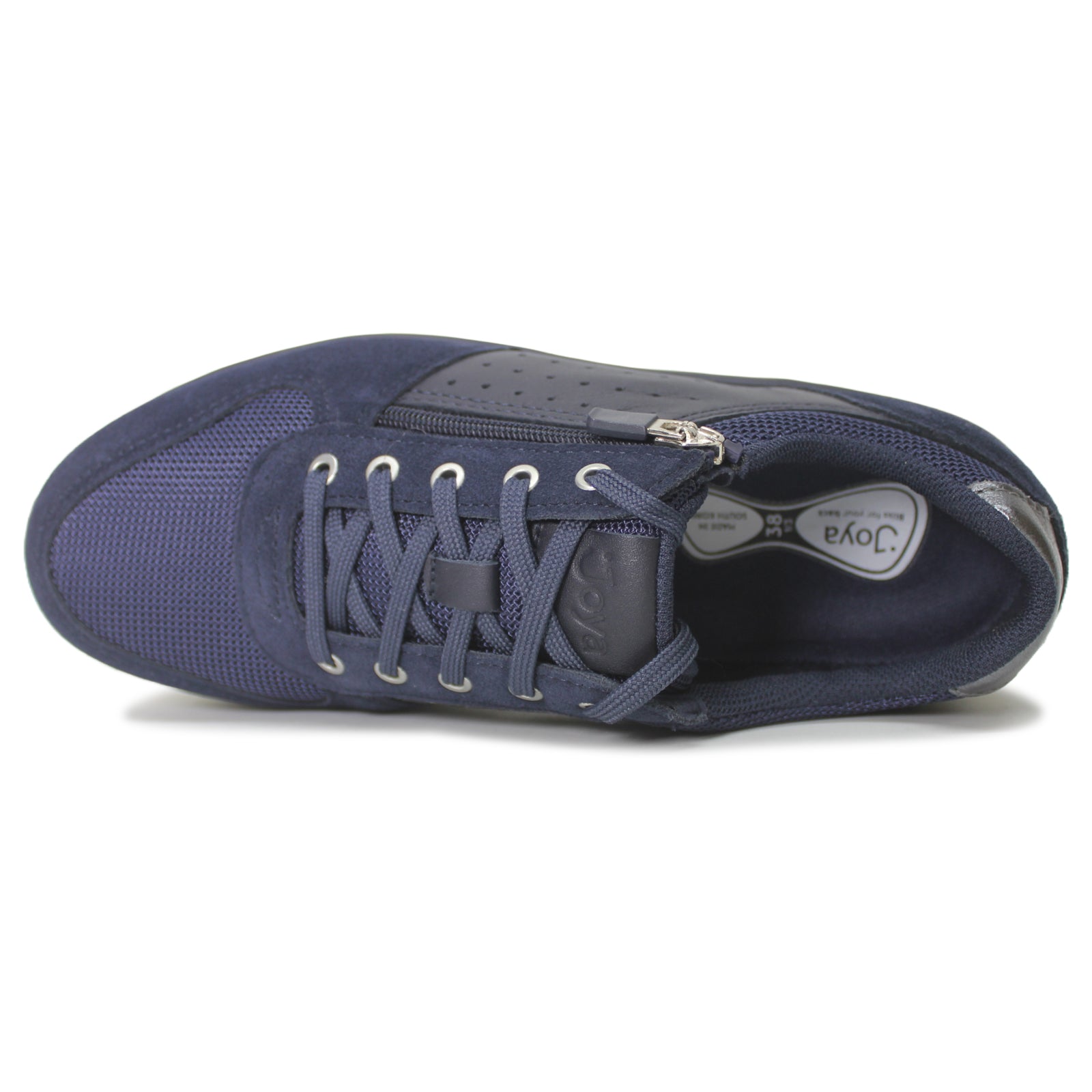 Joya Dynamo Zip Leather Textile Womens Trainers#color_dark blue