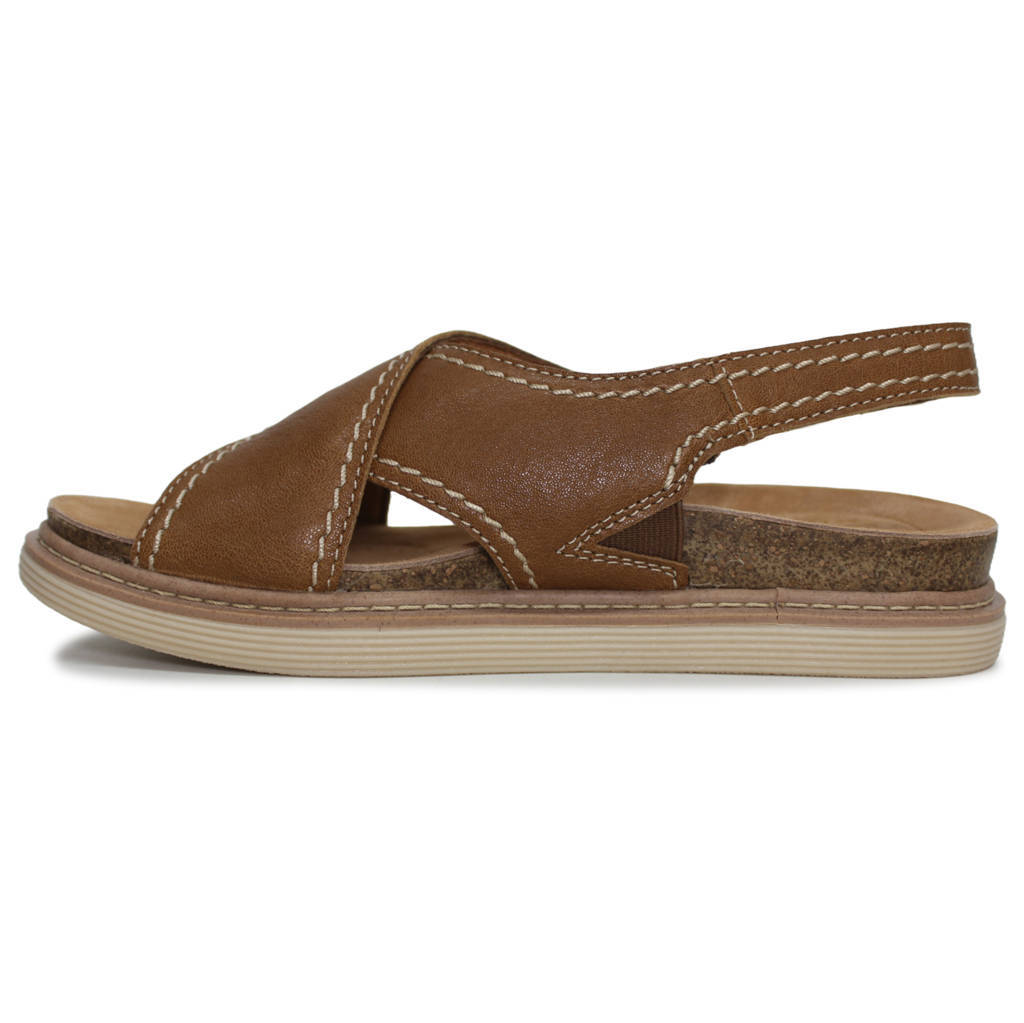 Clarks Arwell Sling Leather Womens Sandals#color_tan