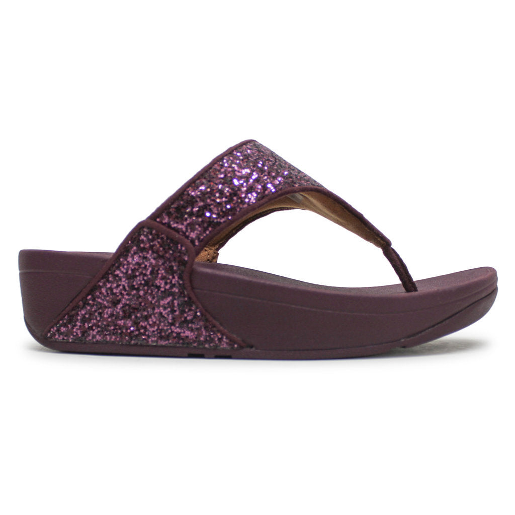 FitFlop Lulu Glitter Toe Synthetic Womens Sandals#color_Metallic Mauve Wine