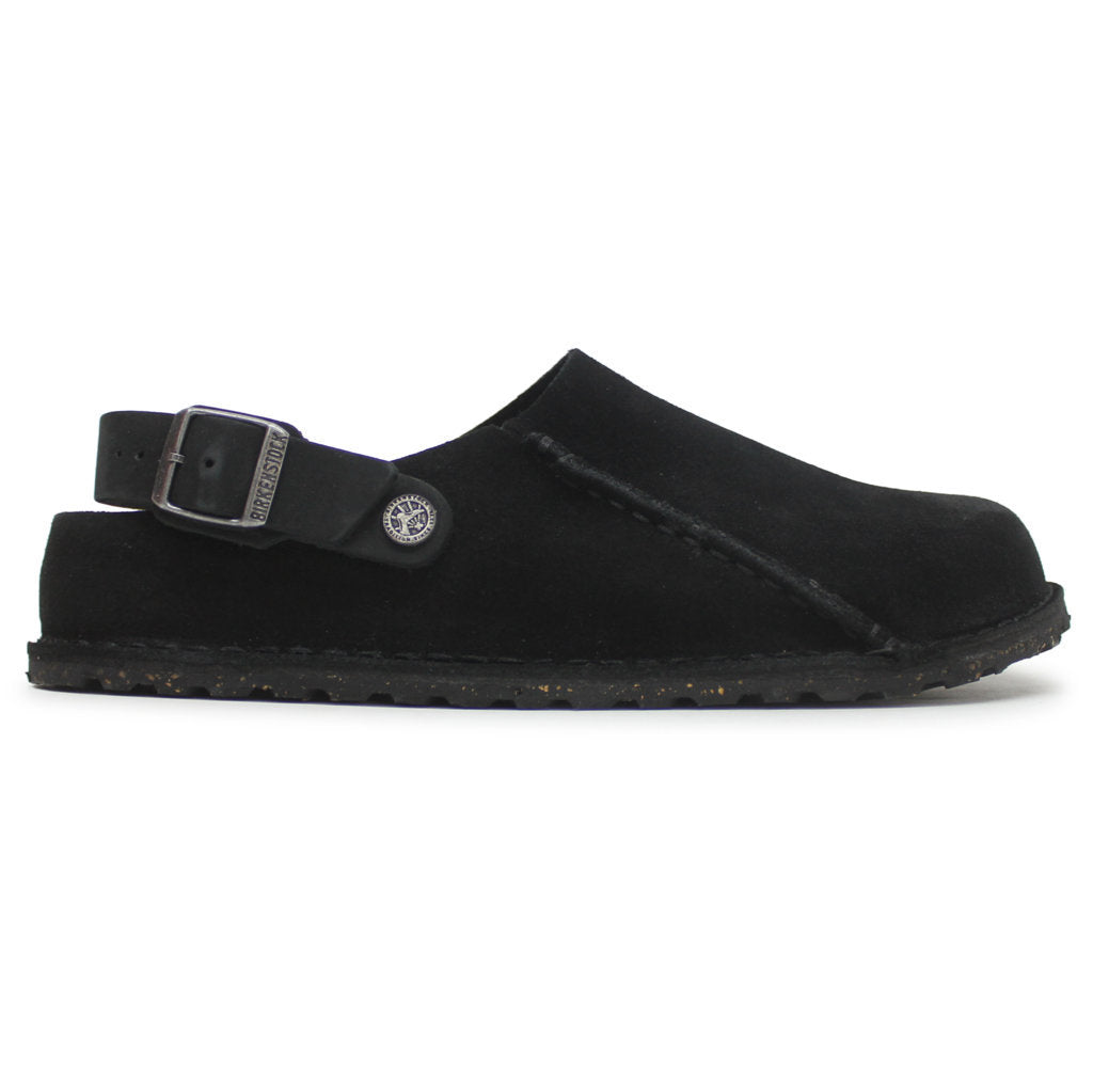 Birkenstock Lutry Premium Suede Leather Unisex Sandals#color_black