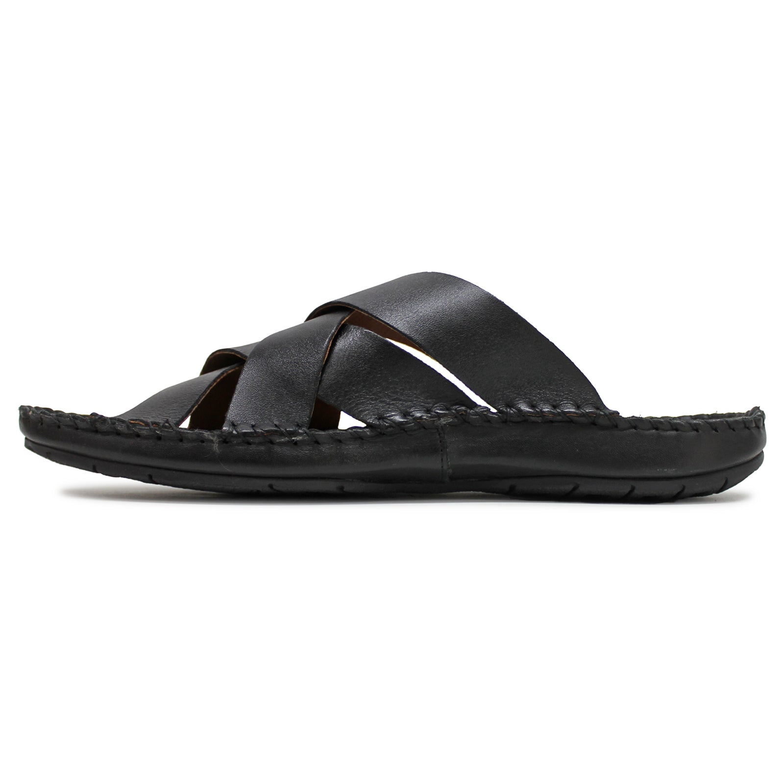 Tarifa Leather Men's Open Back Sandals#color_black