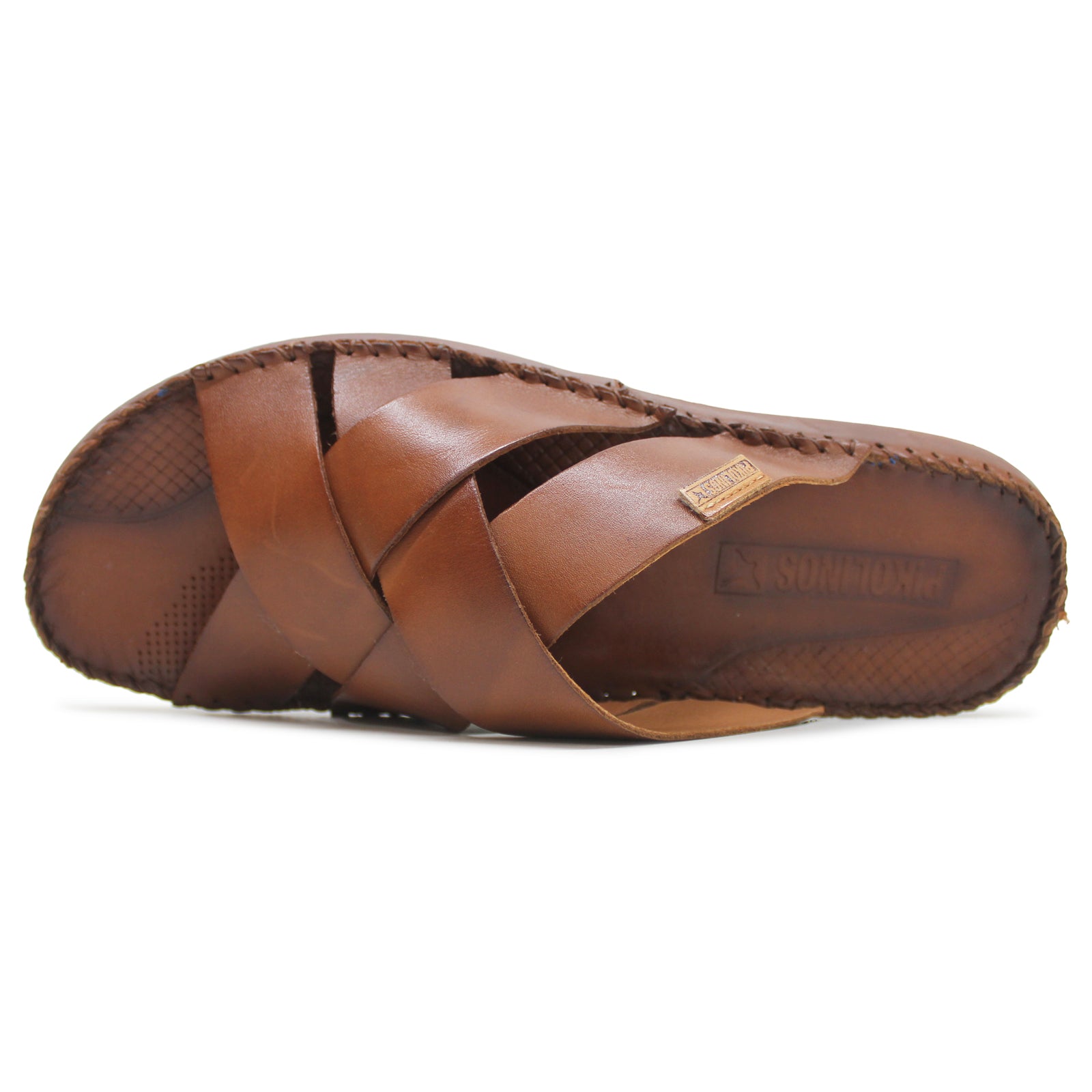 Tarifa Leather Men's Open Back Sandals#color_Cuero