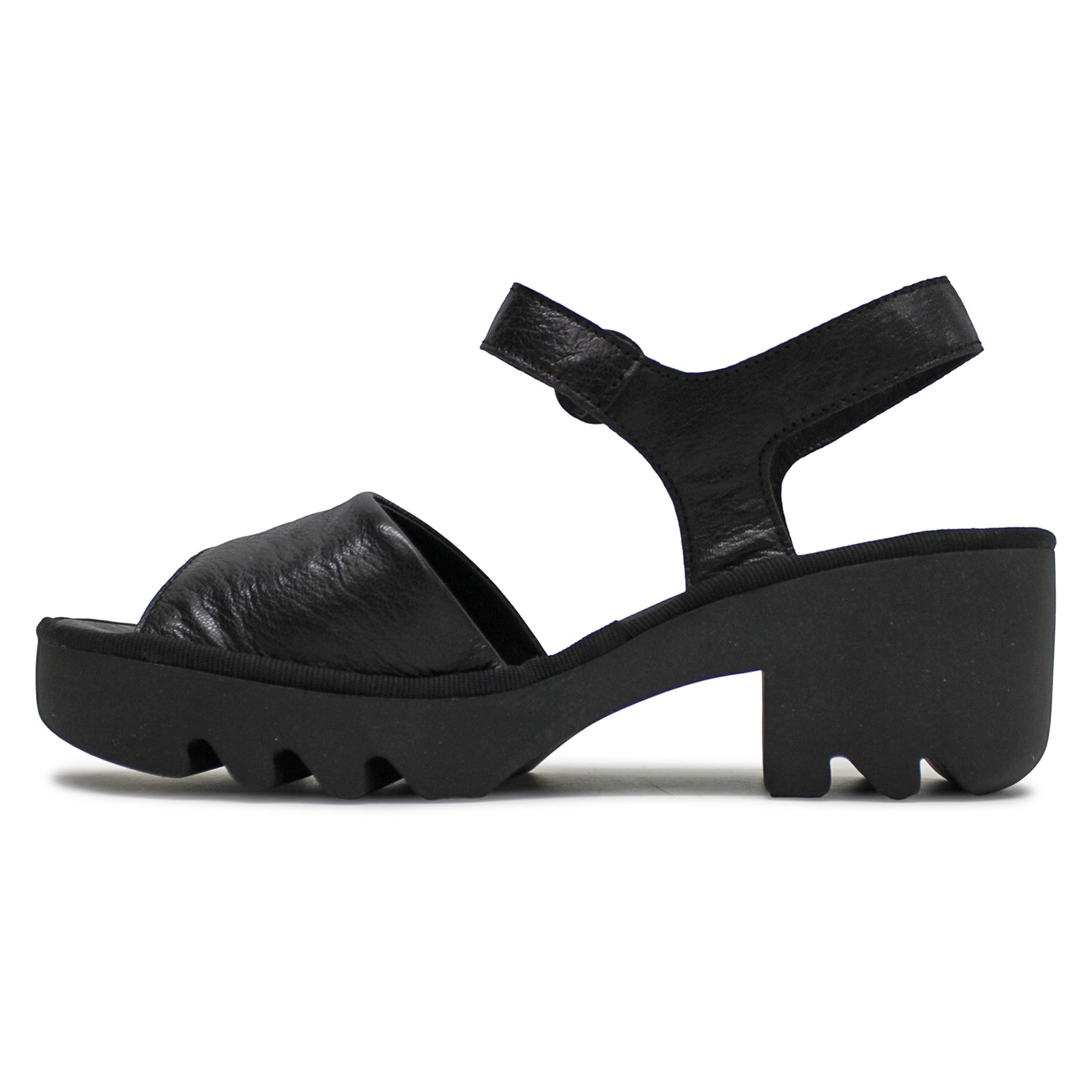 Fly London TULL503FLY P501503000 Mousse Leather Womens Sandals - Black - 38#color_black