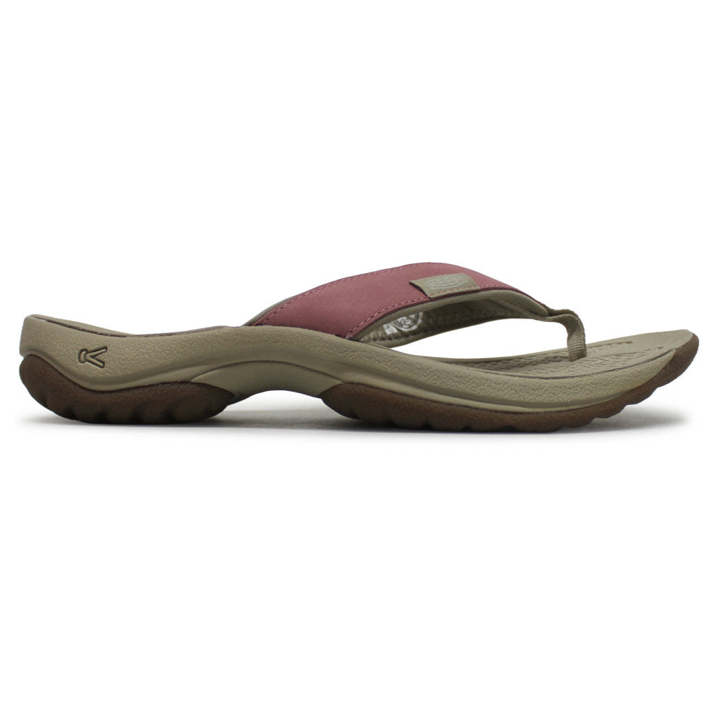 Keen Kona Flip TG Full Grain Leather Womens Sandals#color_nostalgia rose plaza taupe