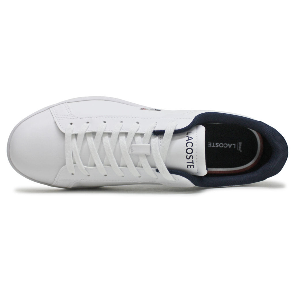 Lacoste Carnaby Pro Leather Synthetic Mens Trainers#color_white navy red