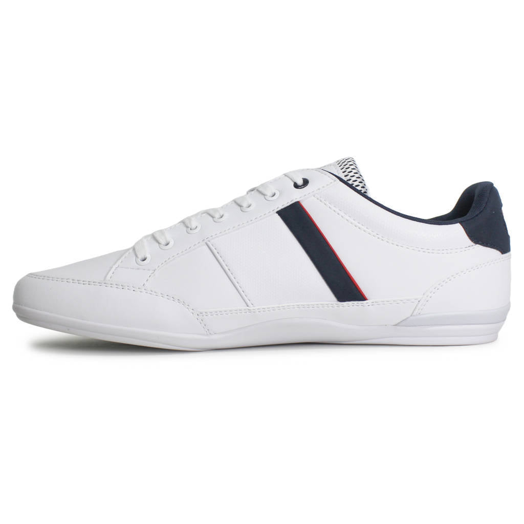 Lacoste Chaymon Textile Synthetic Mens Trainers#color_white navy red