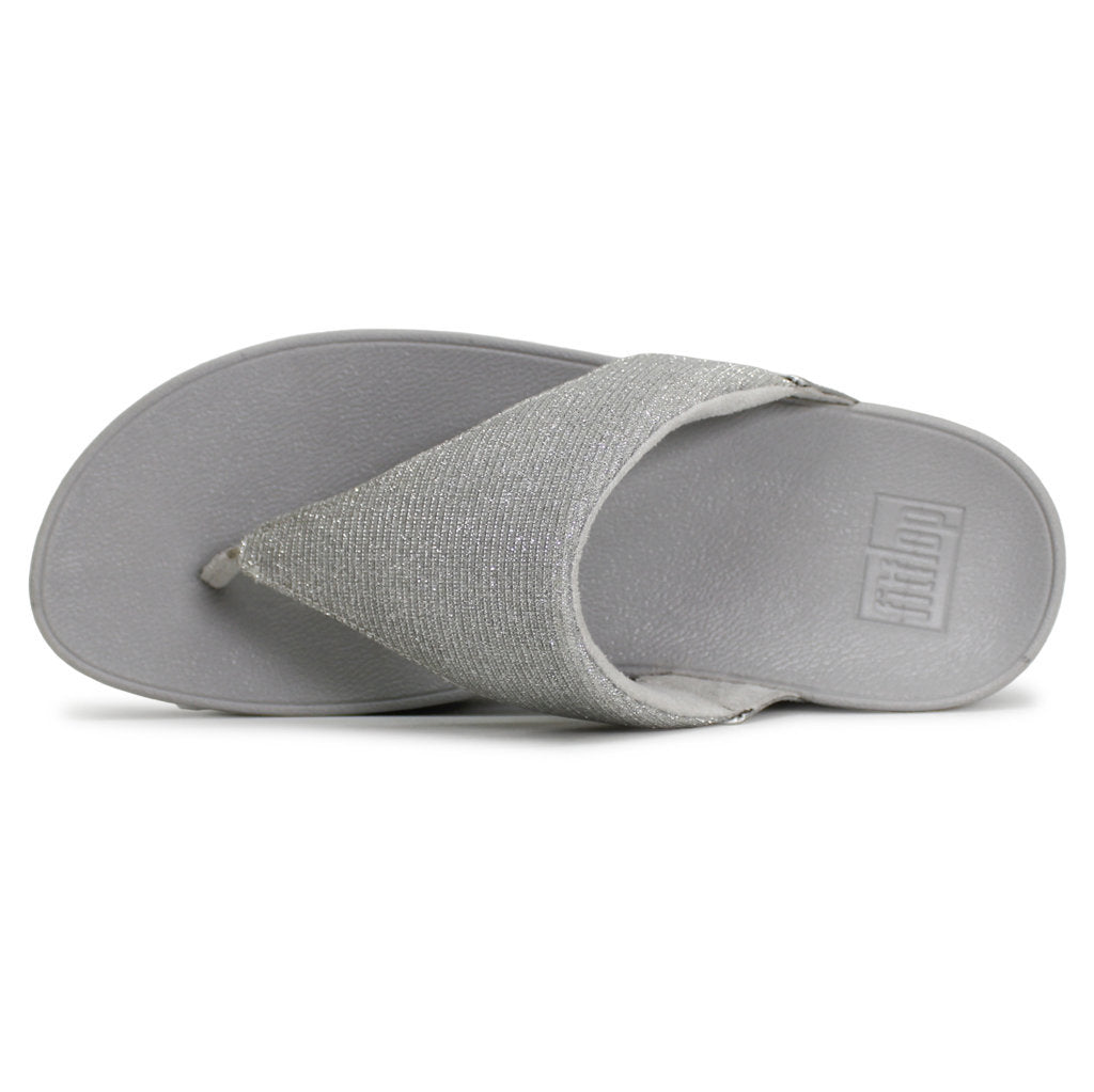 FitFlop Lulu Shimmerlux Toe Post Synthetic Womens Sandals#color_silver