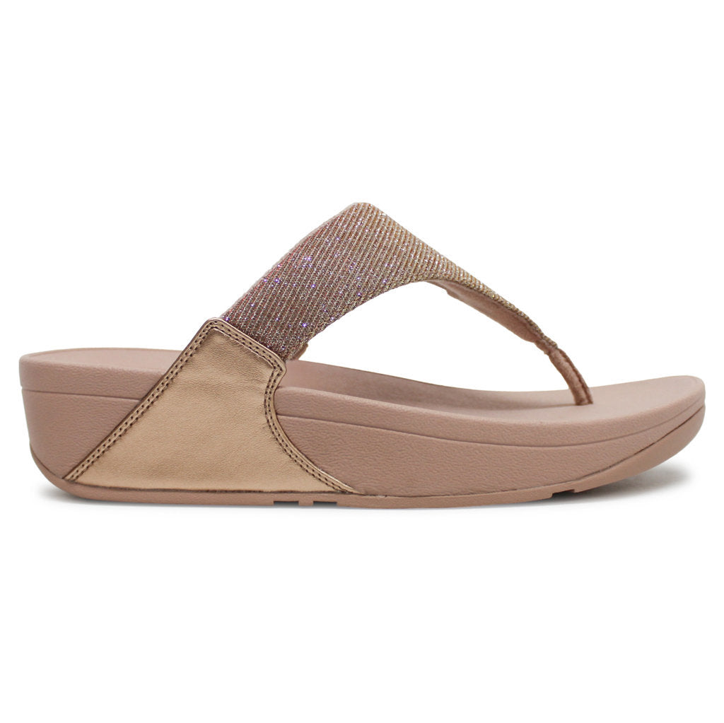 FitFlop Lulu Shimmerlux Toe Post Synthetic Womens Sandals#color_rose gold