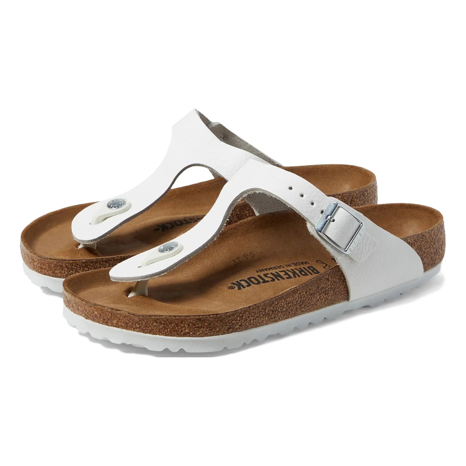 Birkenstock Gizeh BS Natural Leather Unisex Sandals#color_white