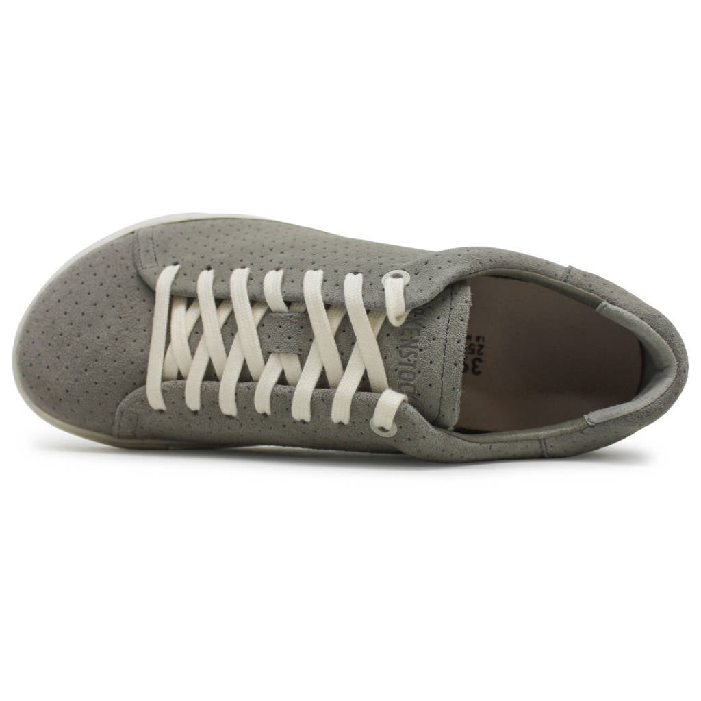 Birkenstock Bend Low Dotted Suede Leather Unisex Trainers#color_stone coin