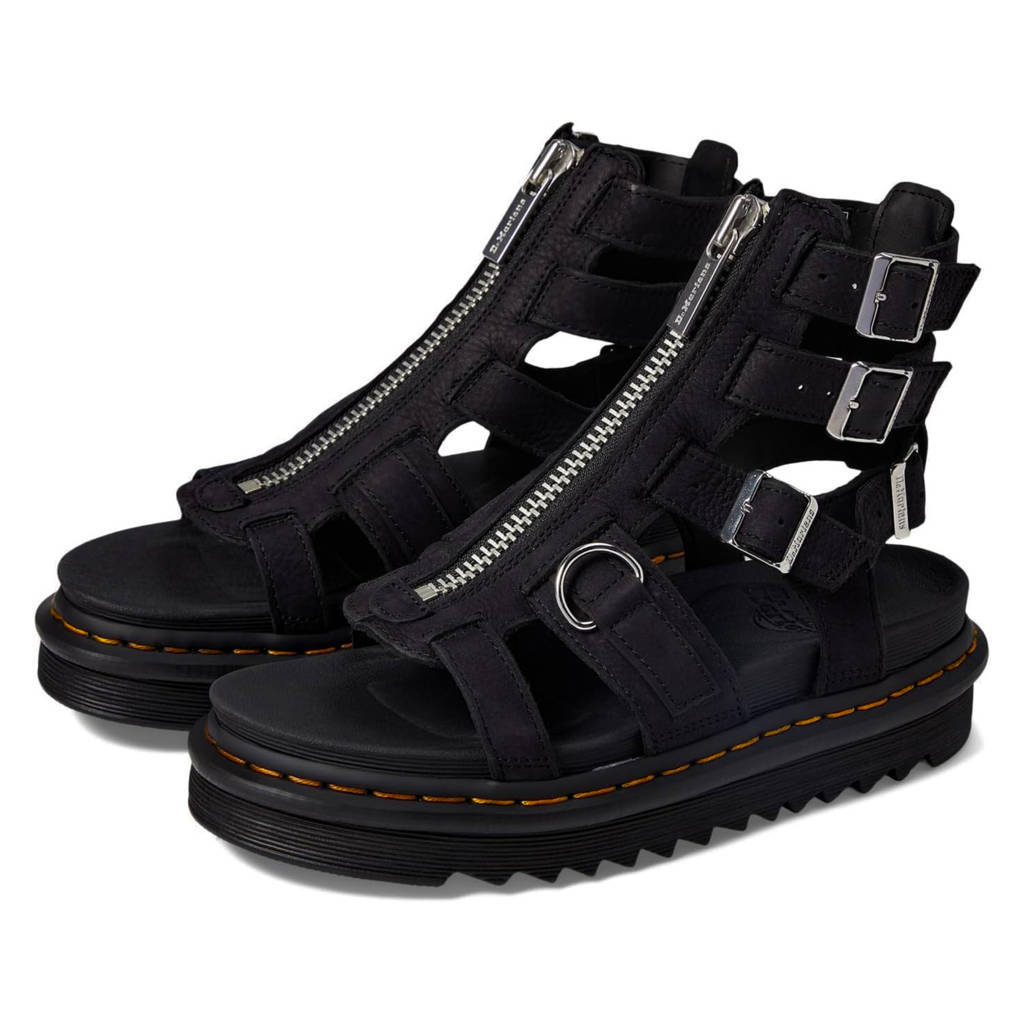 Dr. Martens Olson Tumbled Nubuck Womens Sandals#color_charcoal grey