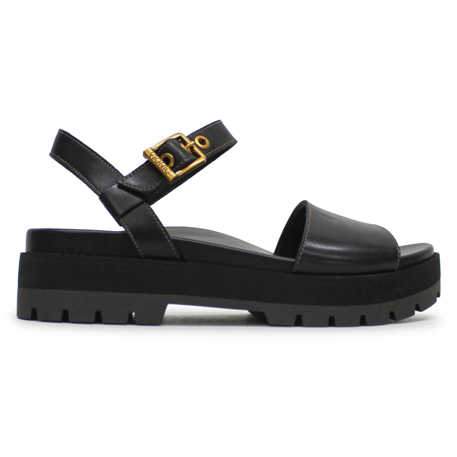 Vionic Jamie Leather Womens Sandals#color_black