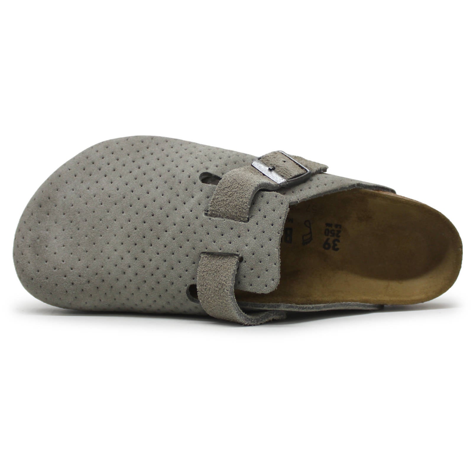 Birkenstock Boston BS Suede Embossed Unisex Sandals#color_Emboss Dots Stone Coin