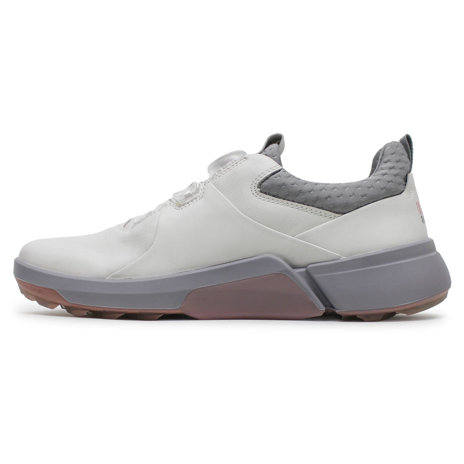 Ecco Golf Biom H4 Leather Womens Trainers#color_white silver grey