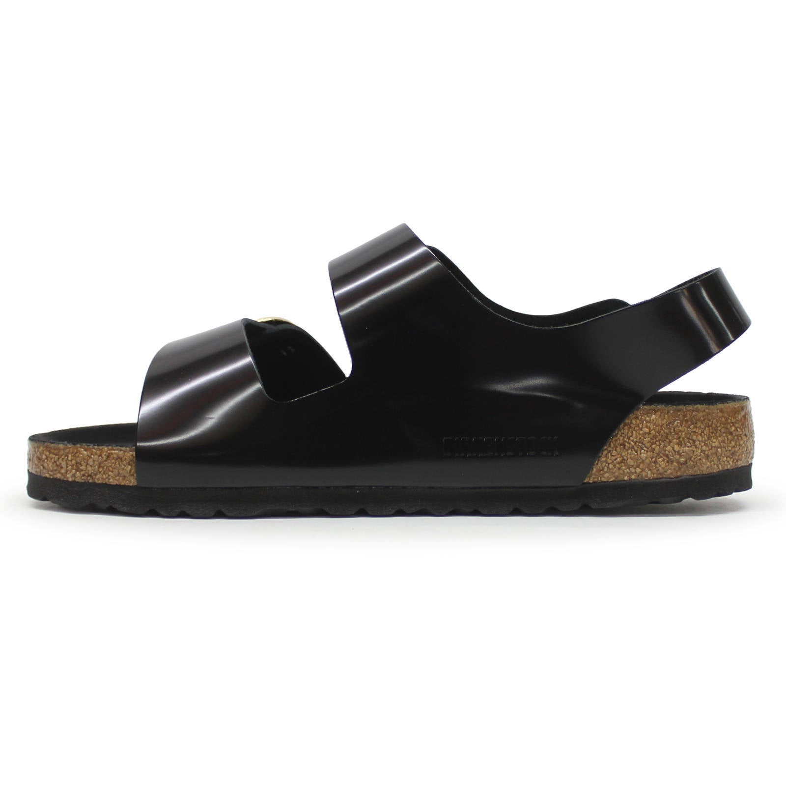 Birkenstock Milano Big Buckle Natural Leather Unisex Sandals#color_high shine black