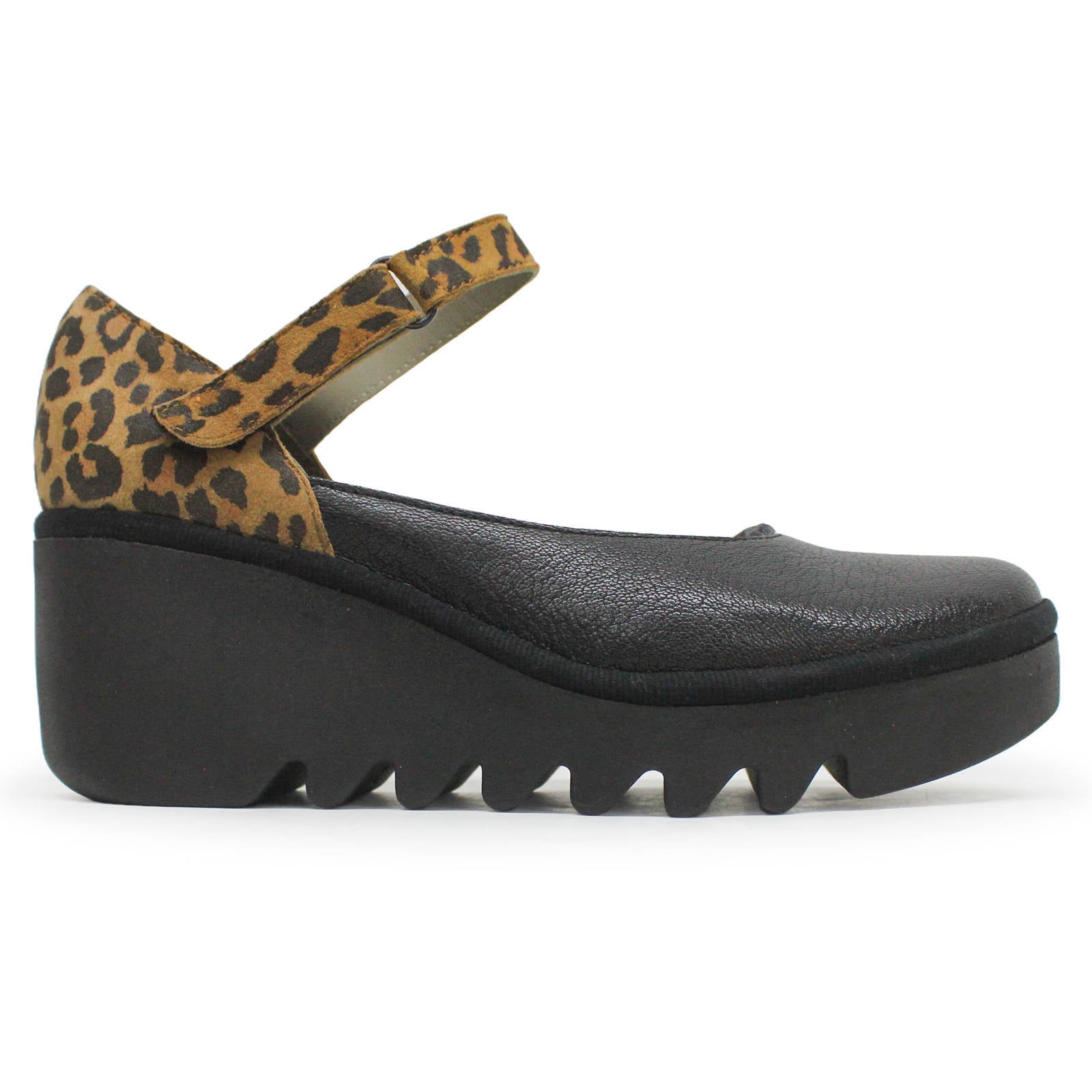 Fly London BAWO543FLY Mousse Cheetah Leather Womens Shoes#color_black tan