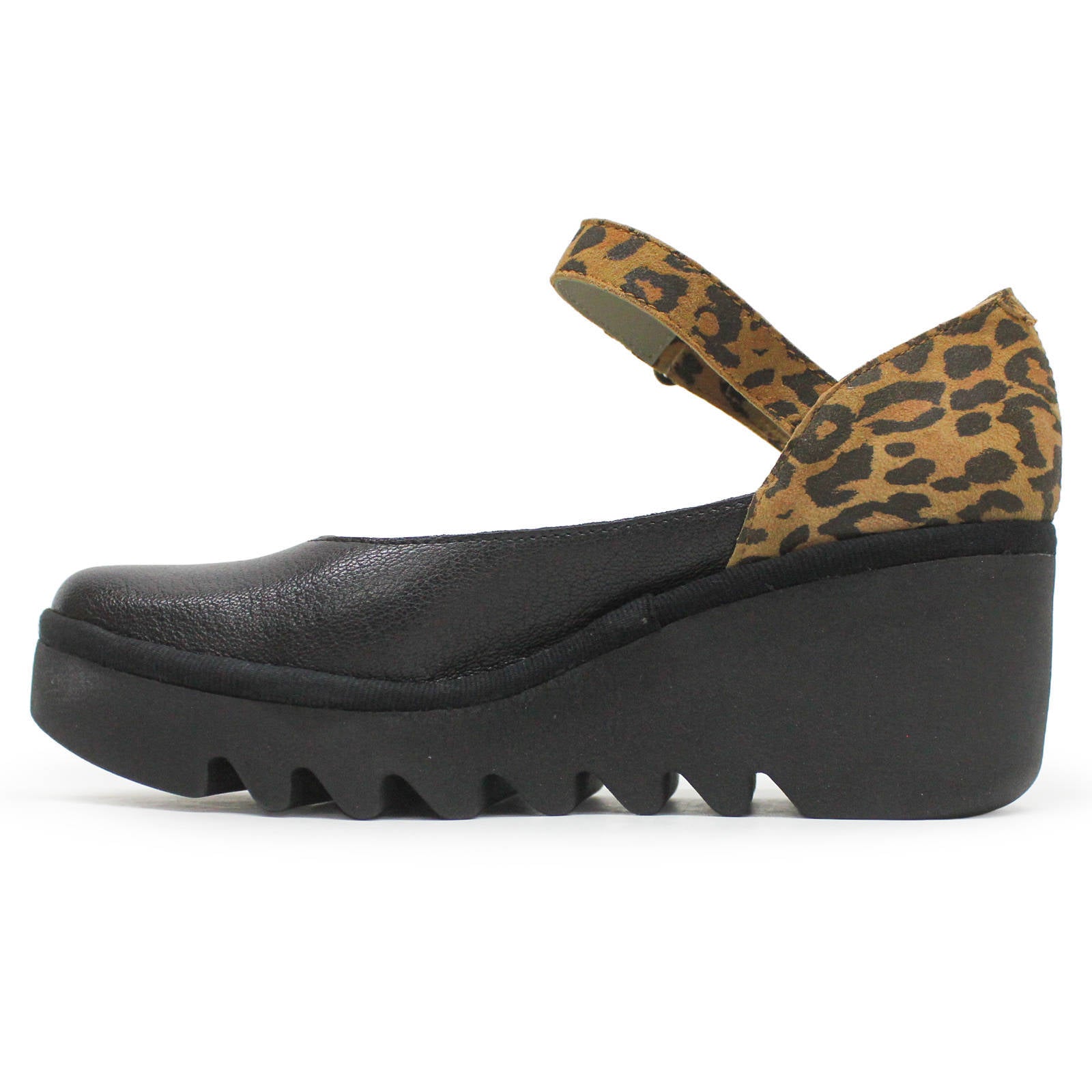 Fly London BAWO543FLY Mousse Cheetah Leather Womens Shoes#color_black tan