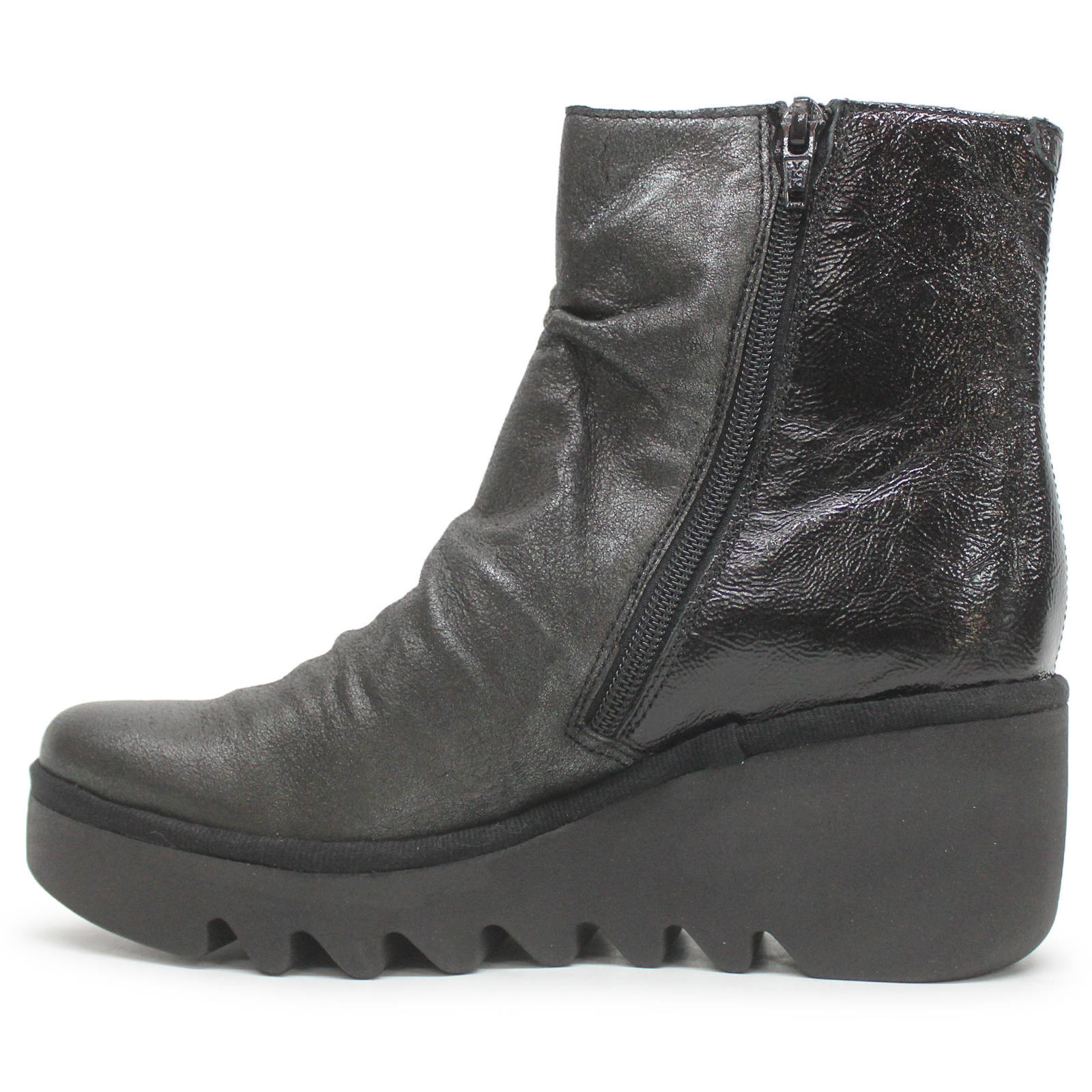 Fly London BAAN538FLY Leather Womens Boots#color_silver black