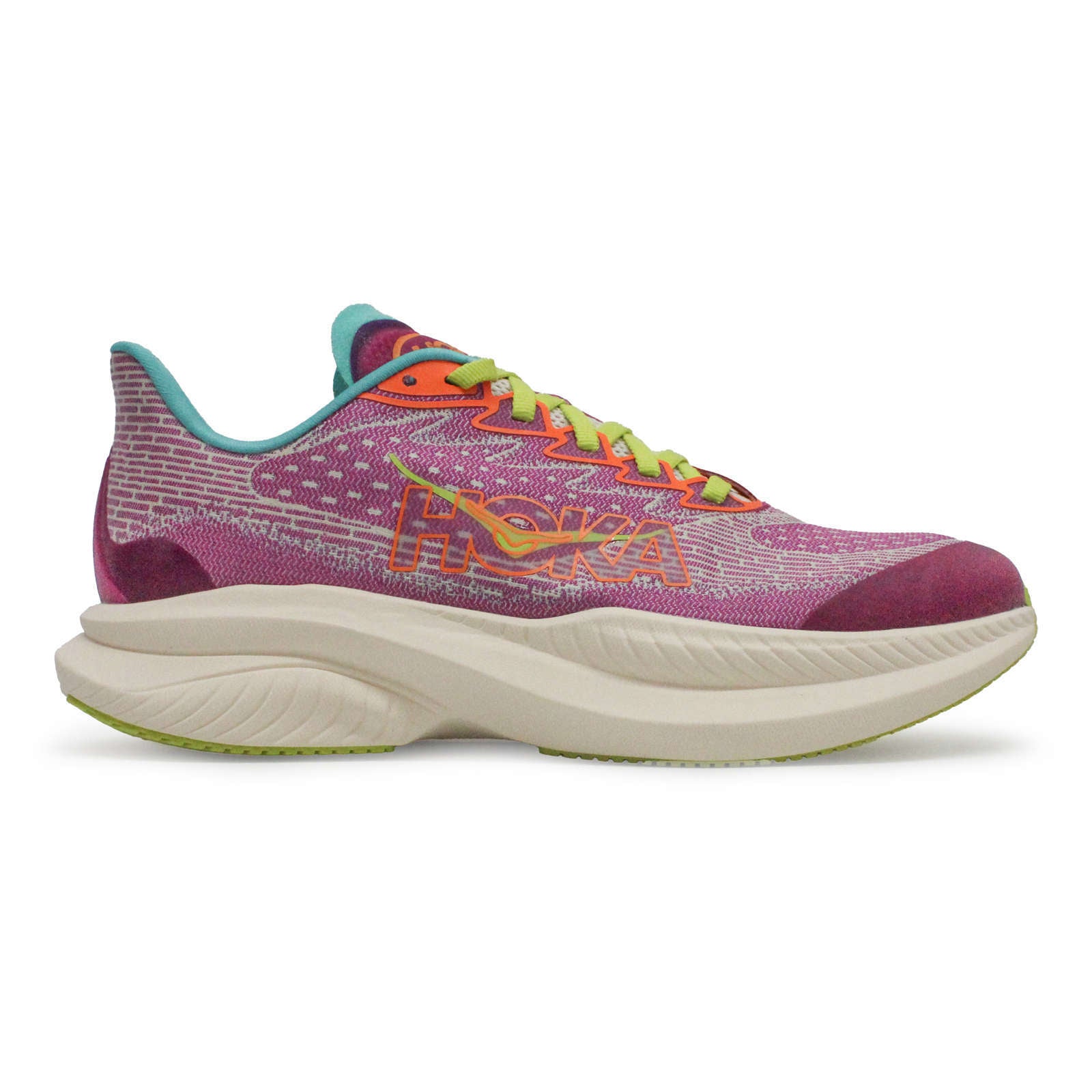 Hoka Mach 6 Textile Synthetic Youth Running Shoes#color_fuchsia electric aqua