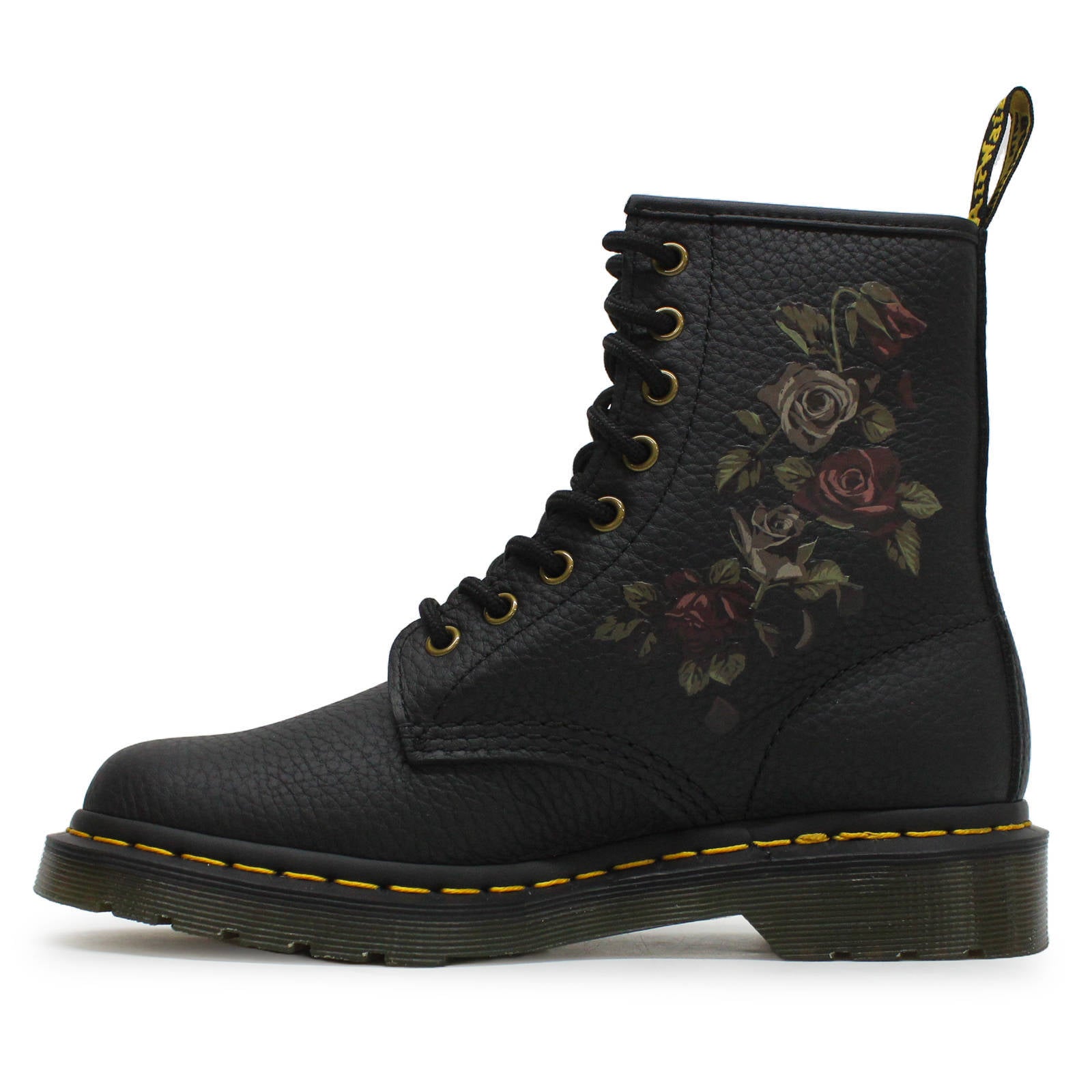 Dr. Martens 1460 Decayed Roses Tumbled Nappa Leather Womens Boots#color_black