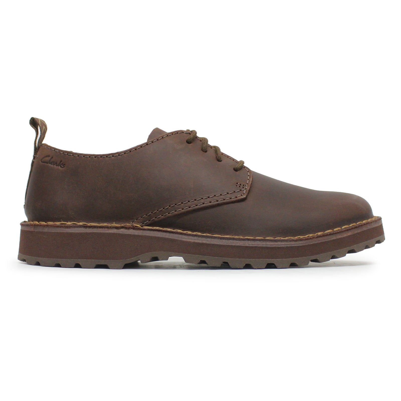 Clarks Solsbury Lace Leather Mens Shoes#color_dark brown