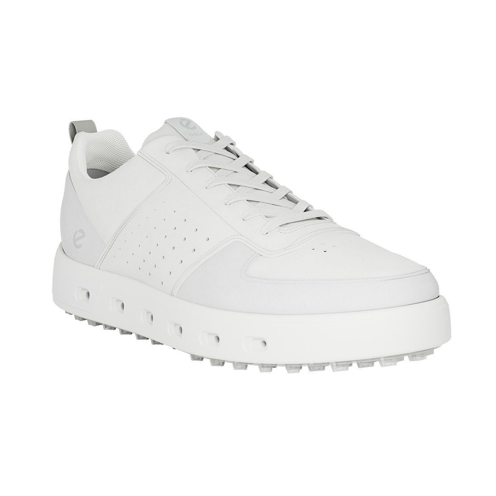 Ecco Golf Street 720 Full Grain Leather Mens Trainers#color_white