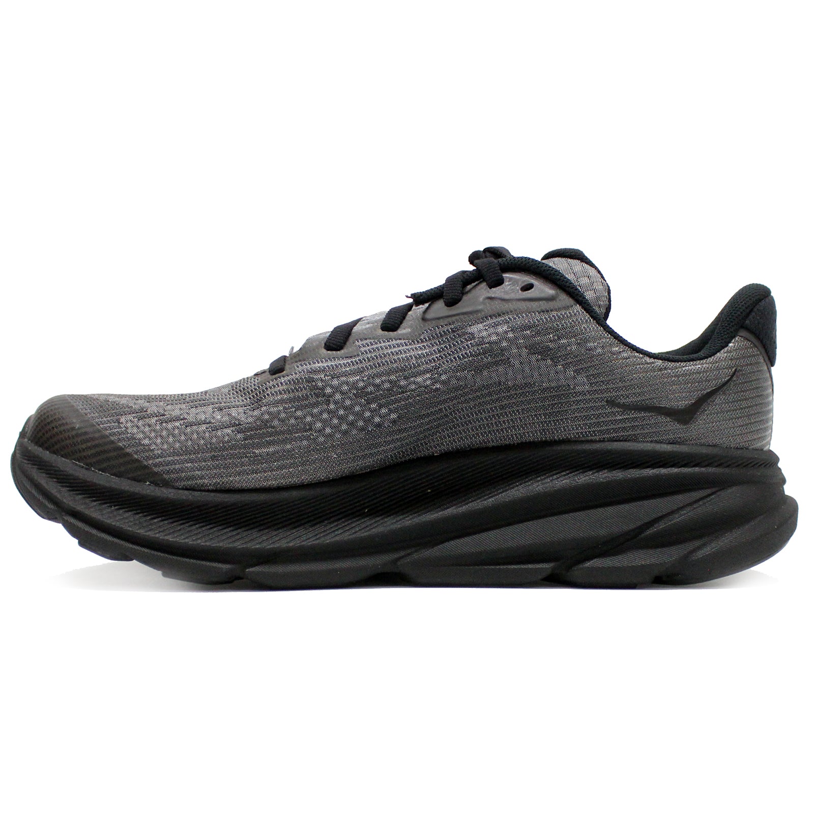 Hoka Clifton 9 Textile Synthetic Kids Trainers#color_black carbon black