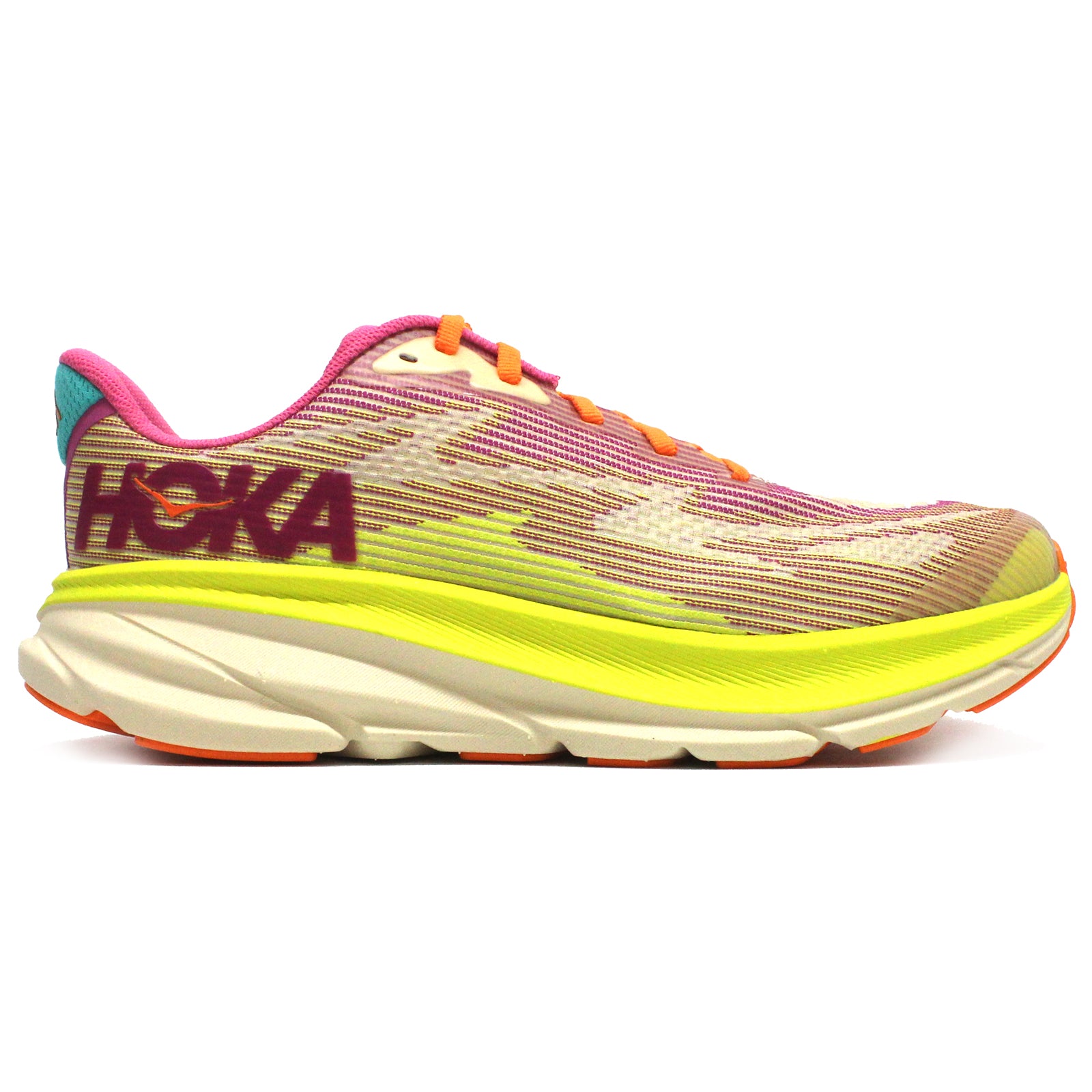 Hoka Clifton 9 Textile Synthetic Kids Trainers#color_fuchsia vanilla