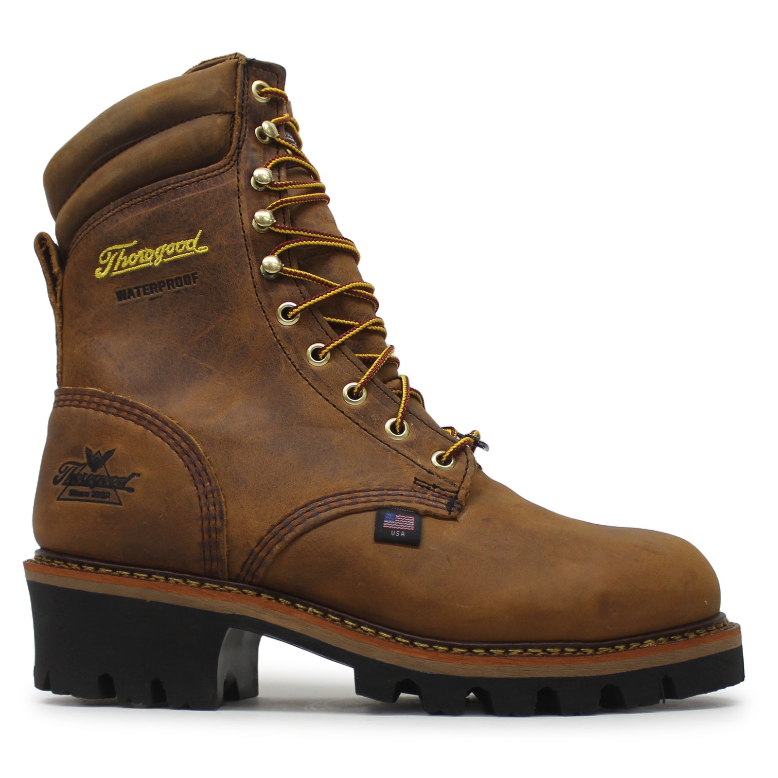 Thorogood 9" Logger Leather Mens Boots#color_trail crazyhorse