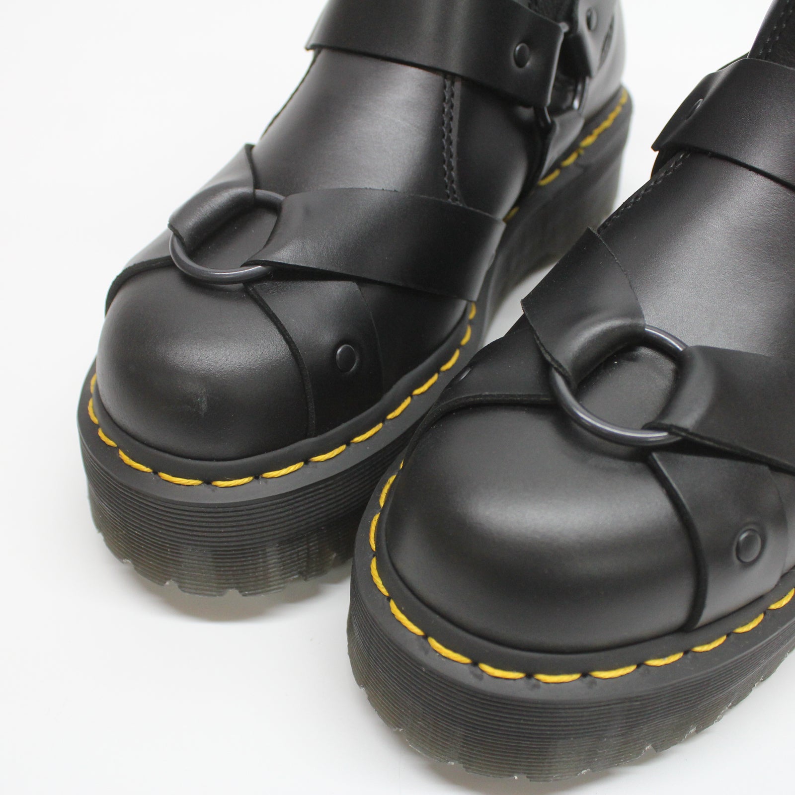 Dr. Martens 2976 Quad Harness 30813001 Paris Leather Unisex Boots - Black - 6.5#color_black