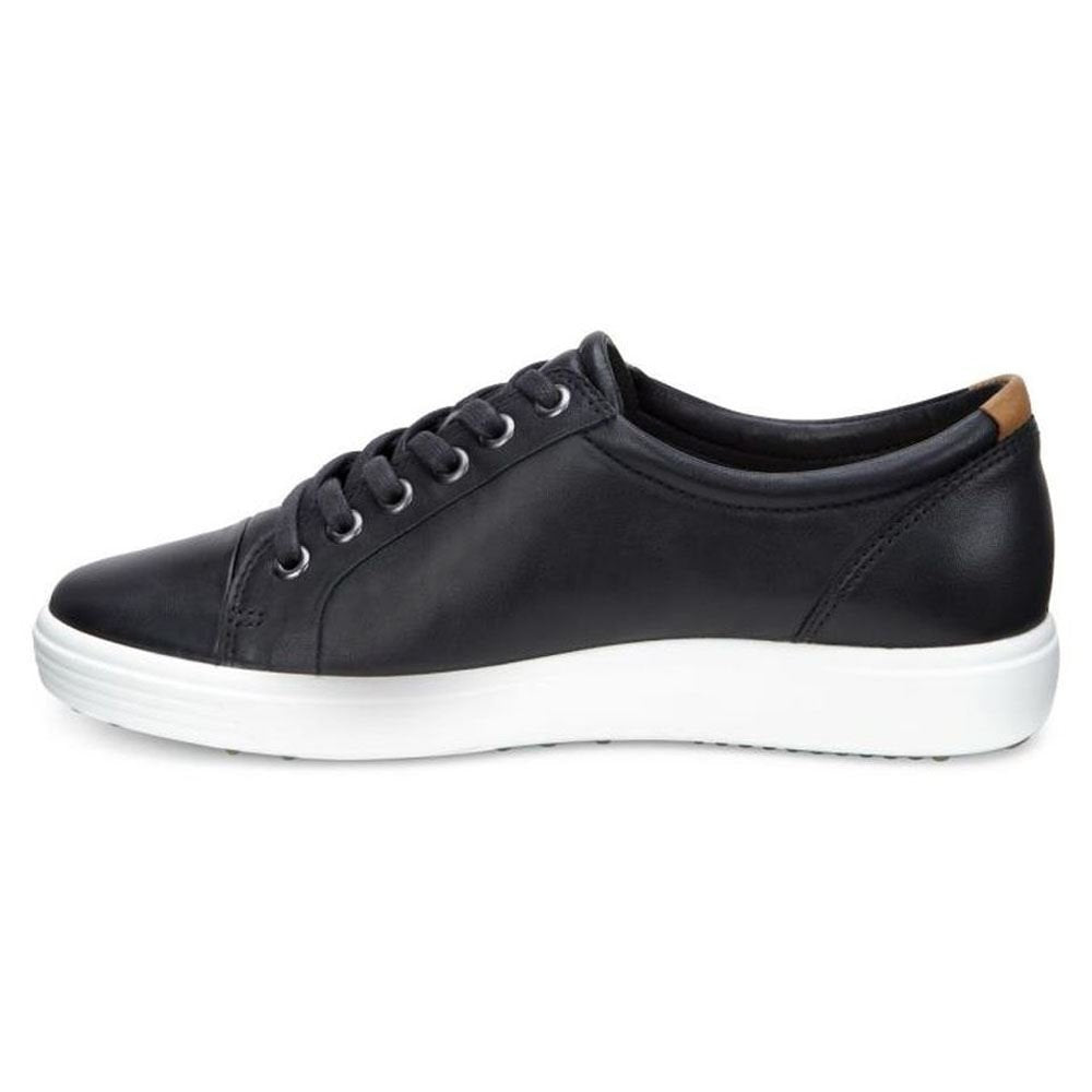 Ecco Soft 7 Low Cut Black Womens Trainers Sneakers#color_black