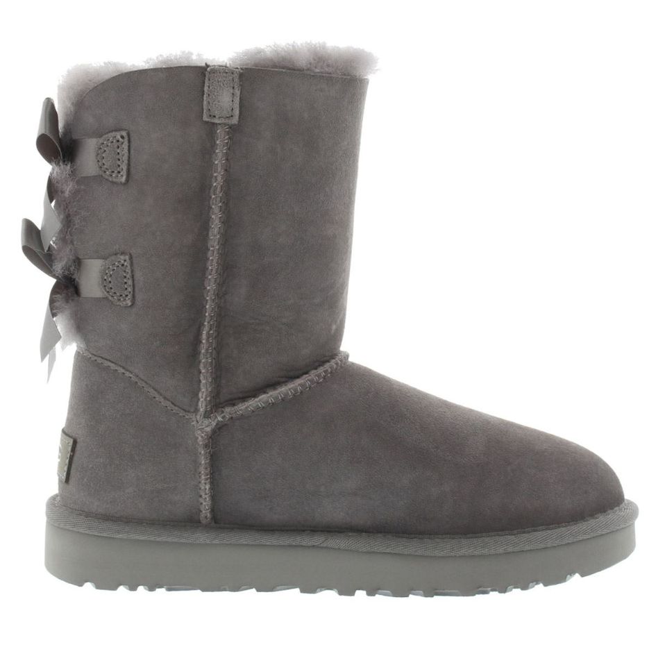 UGG Bailey Bow II Water Resistant Suede Sheepskin Women's Winter Boots#color_grey