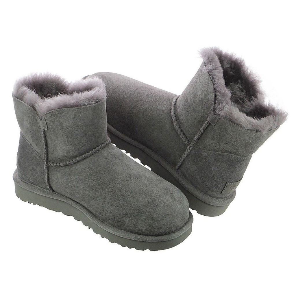 Ugg Australia Mini Bailey Button II Grey Womens Boots#color_grey