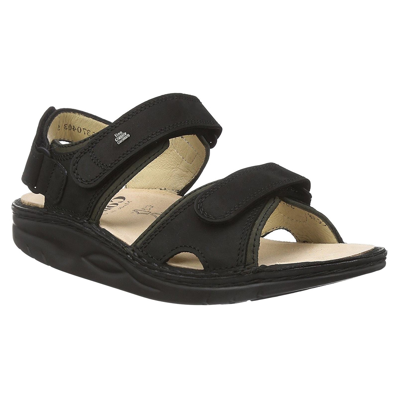 Finn Comfort Yuma Nubuck Leather Women's Casual Sandals#color_black